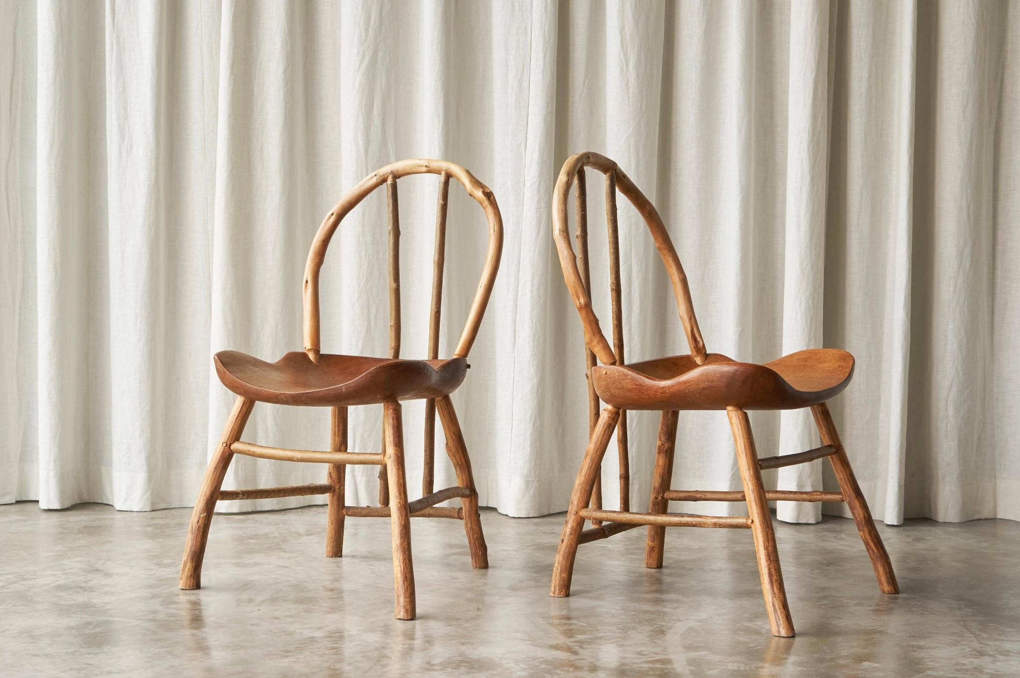 Paire unique de chaises d'appoint Bathsheba en chêne et hazel de Richard Lee, Royaume-Uni 1994 en vente 4