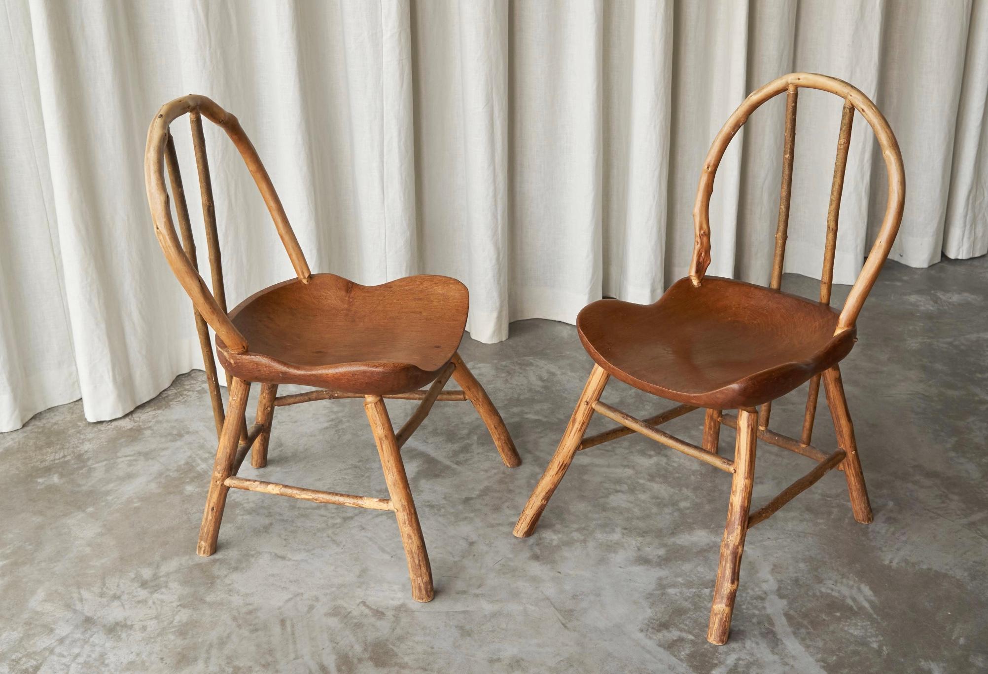 Paire unique de chaises d'appoint Bathsheba en chêne et hazel de Richard Lee, Royaume-Uni 1994 en vente 6