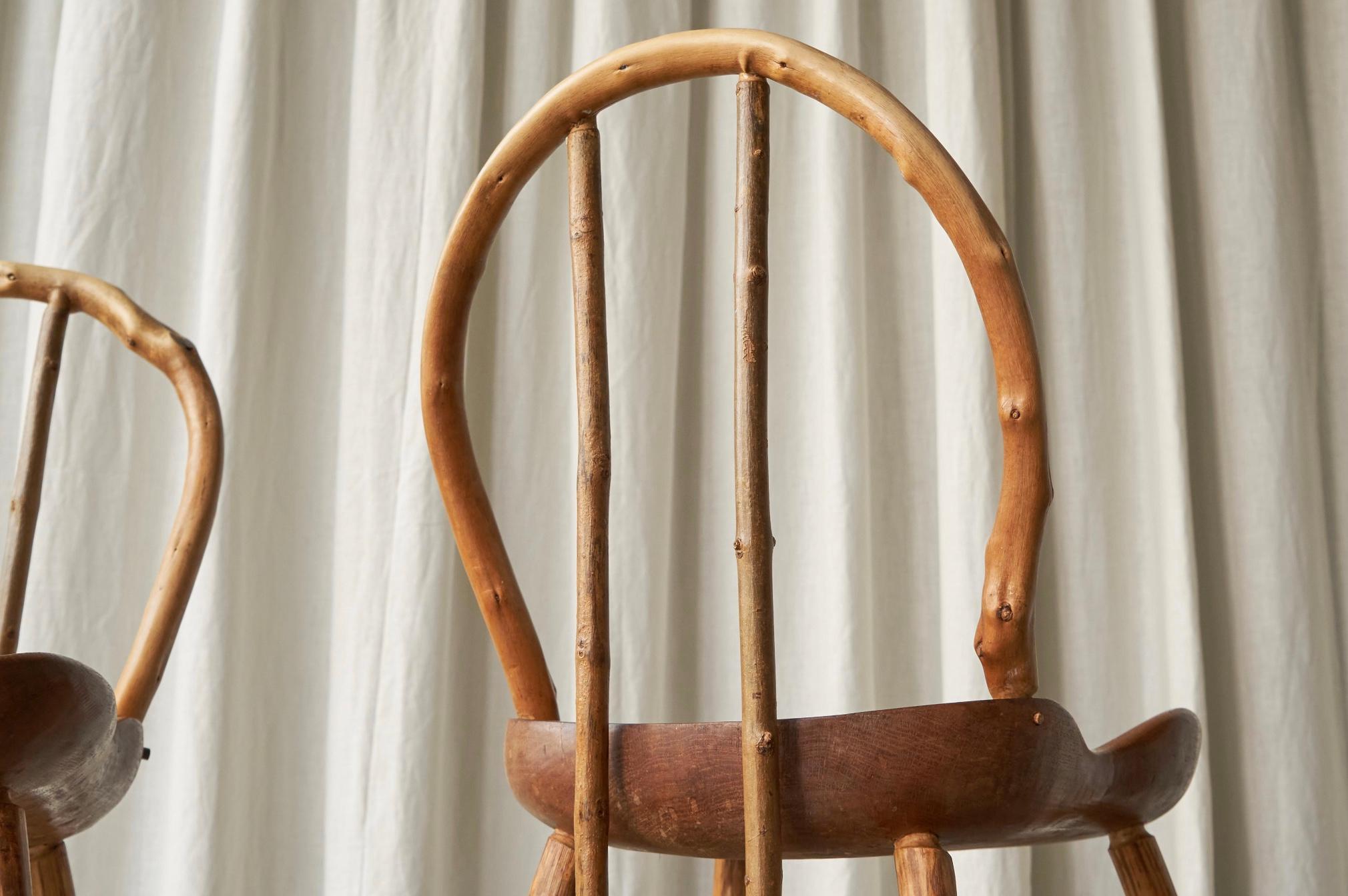 Paire unique de chaises d'appoint Bathsheba en chêne et hazel de Richard Lee, Royaume-Uni 1994 en vente 2