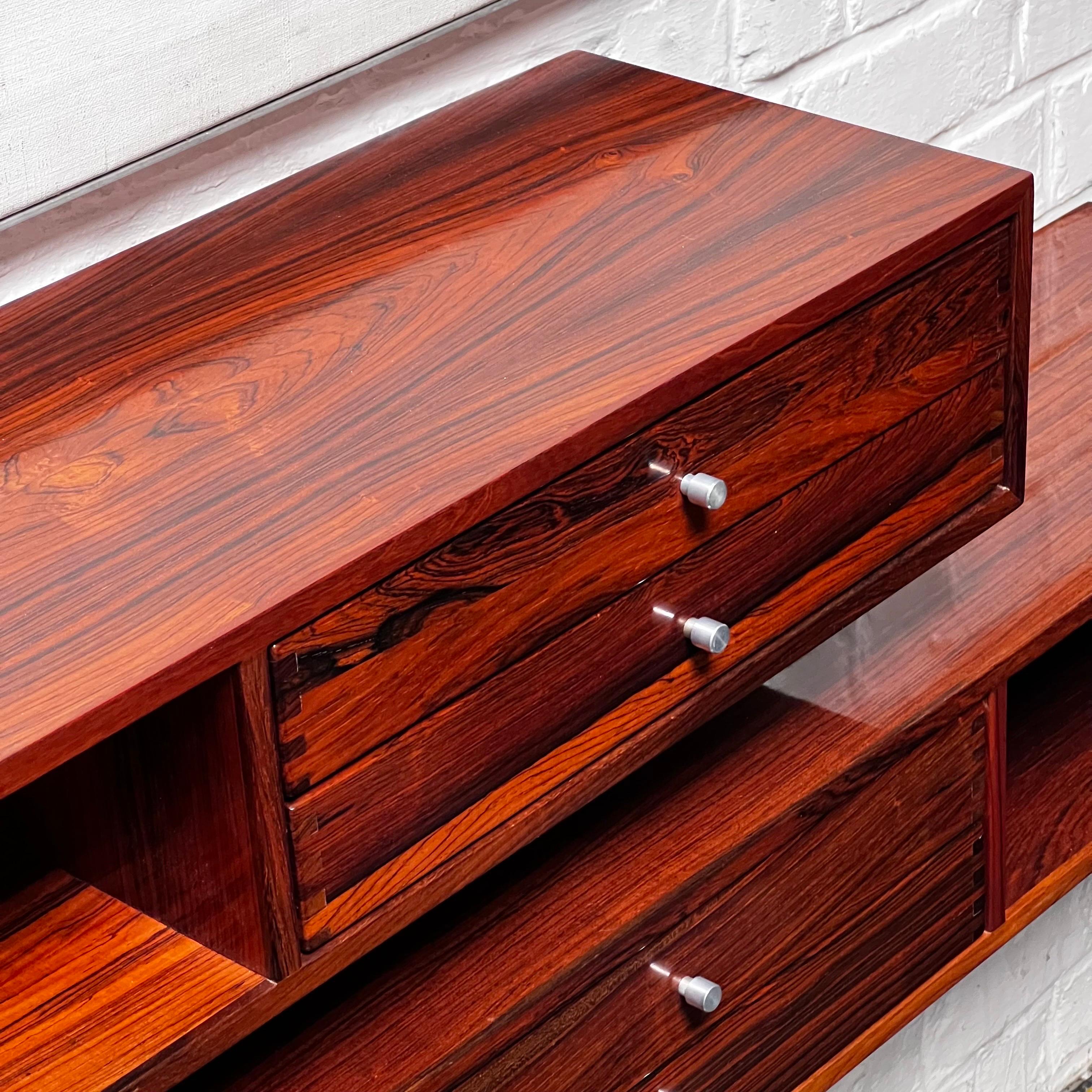 Unique Pair of Rosewood Consoles by Arch. Kai Kristiansen, Denmark 1950s, Rare 1