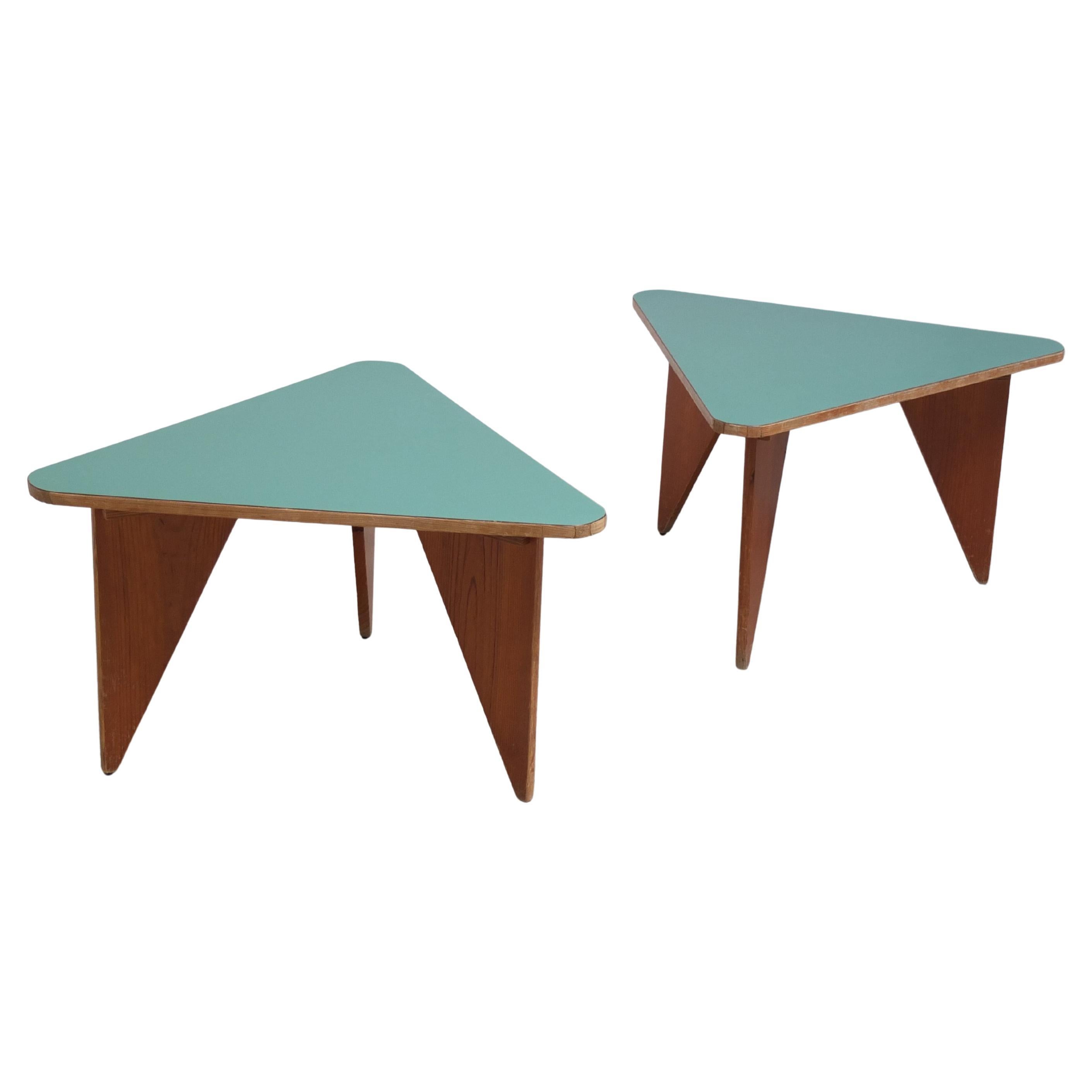 Unique Pair of Triangular Coffee or Side Tables, 1960s For Sale