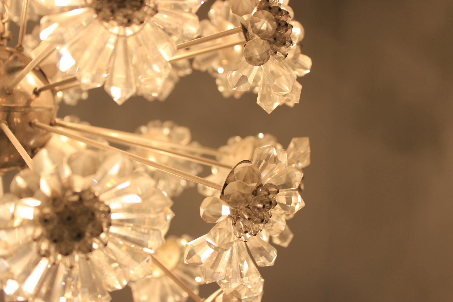 Mid-Century Modern Unique Pair of Two Emil Stejnar Style Sputnik Chandeliers, 1970s For Sale