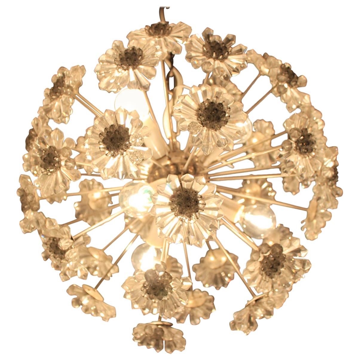 Unique Pair of Two Emil Stejnar Style Sputnik / Dandelion Chandeliers, 1970s