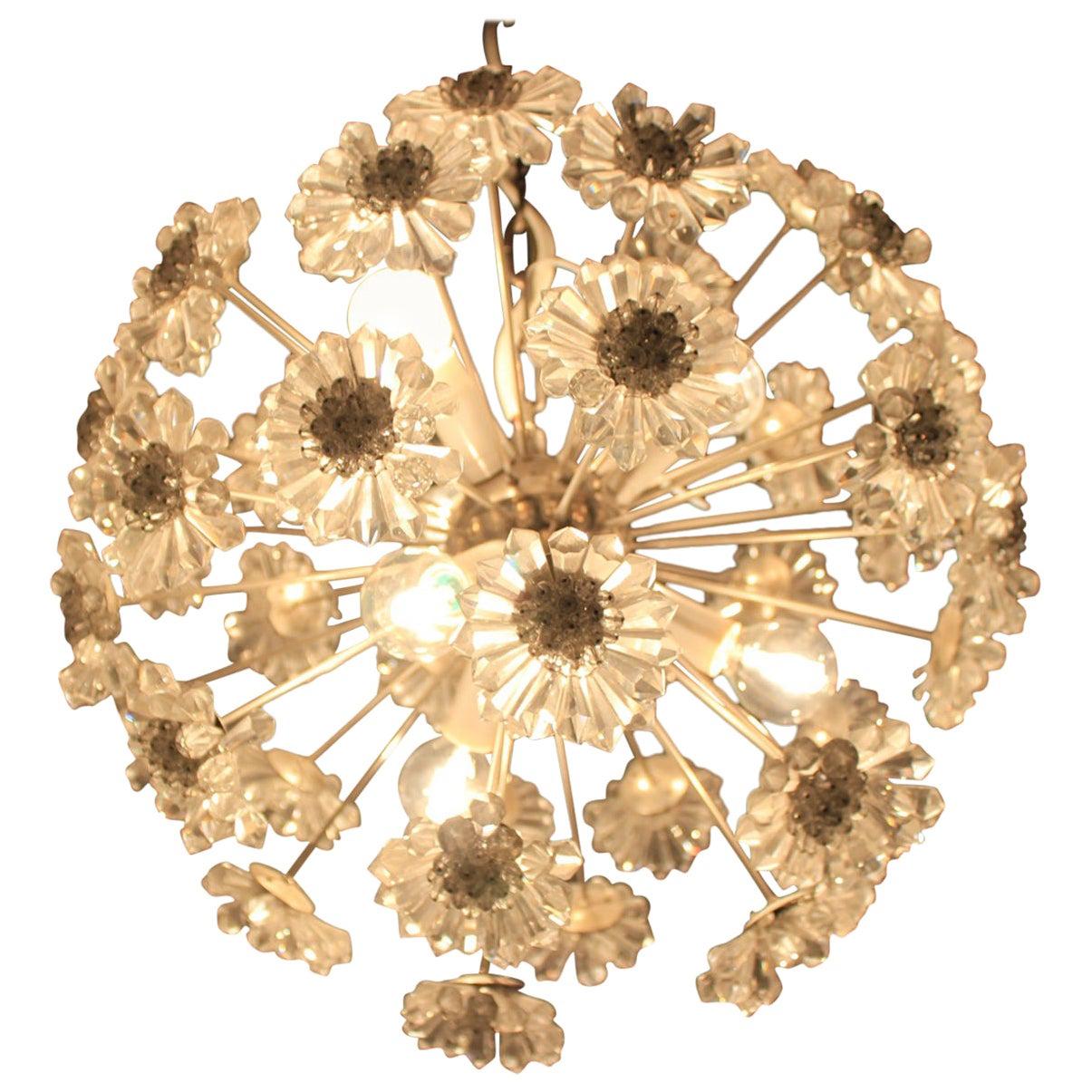 Unique Pair of Two Emil Stejnar Style Sputnik / Dandelion Chandeliers, 1970s For Sale