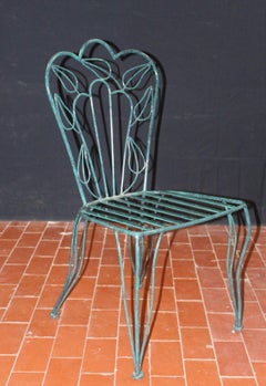 Paire unique de fauteuils de patio très élégants et enduits de poudre verte tachetée