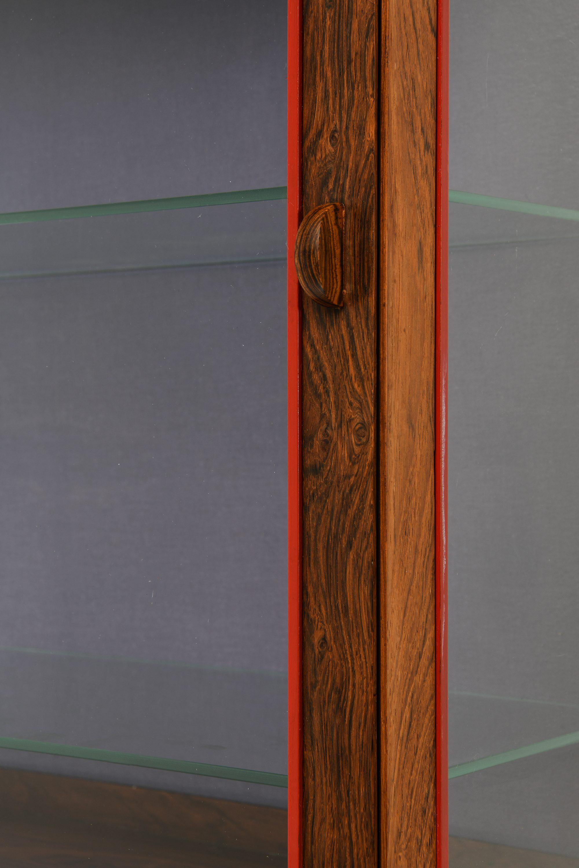 Unique Pair of Wall Mounted Cabinets in Rosewood and Glass by Poul Østergaard For Sale 1