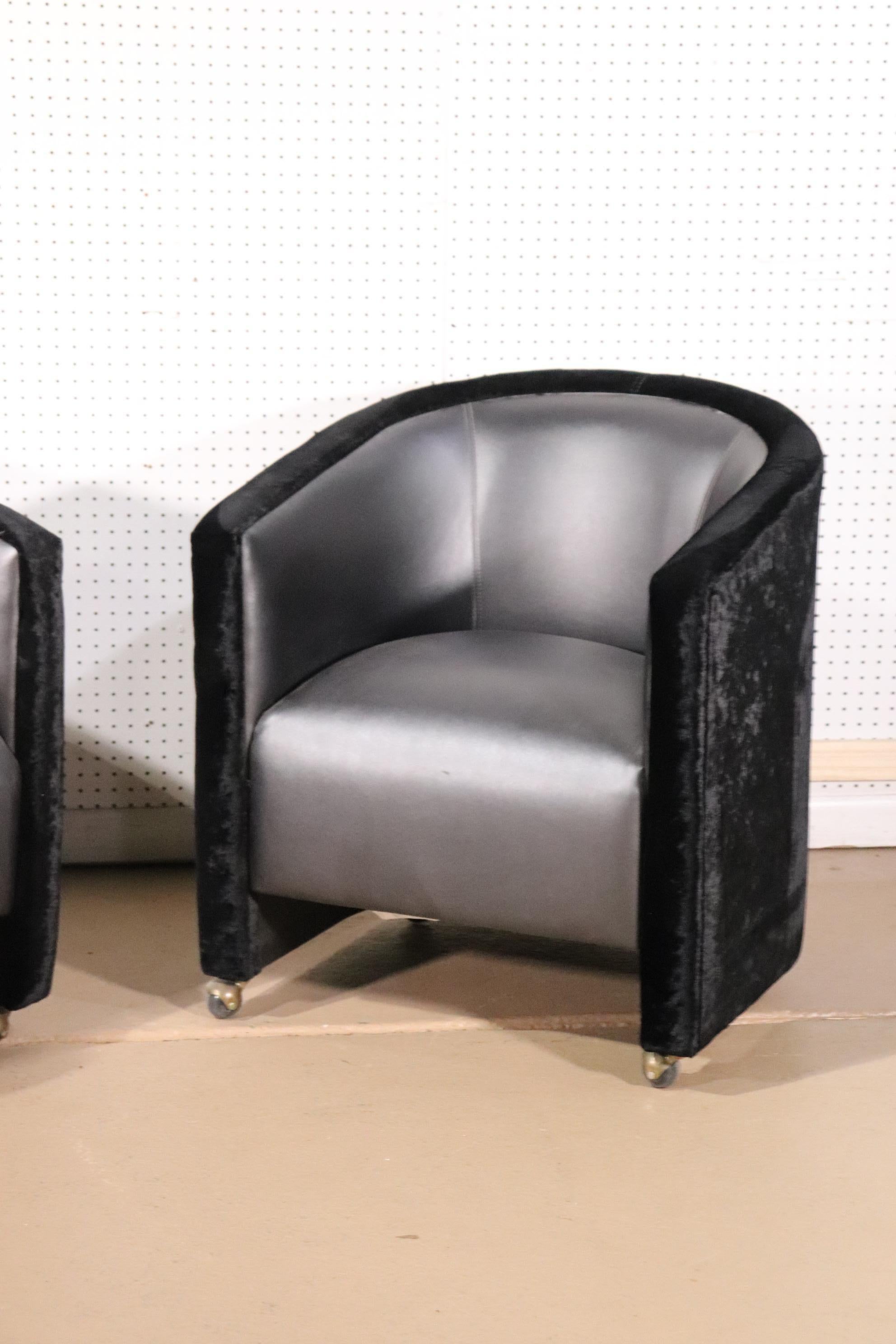 American Unique Pair Upholstered Art Deco Style Modern Club Chairs