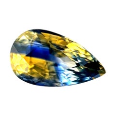 Unique Parti Colour Natural 1.21ct Sapphire Blue Yellow Pear Teardrop 8x4.5mm