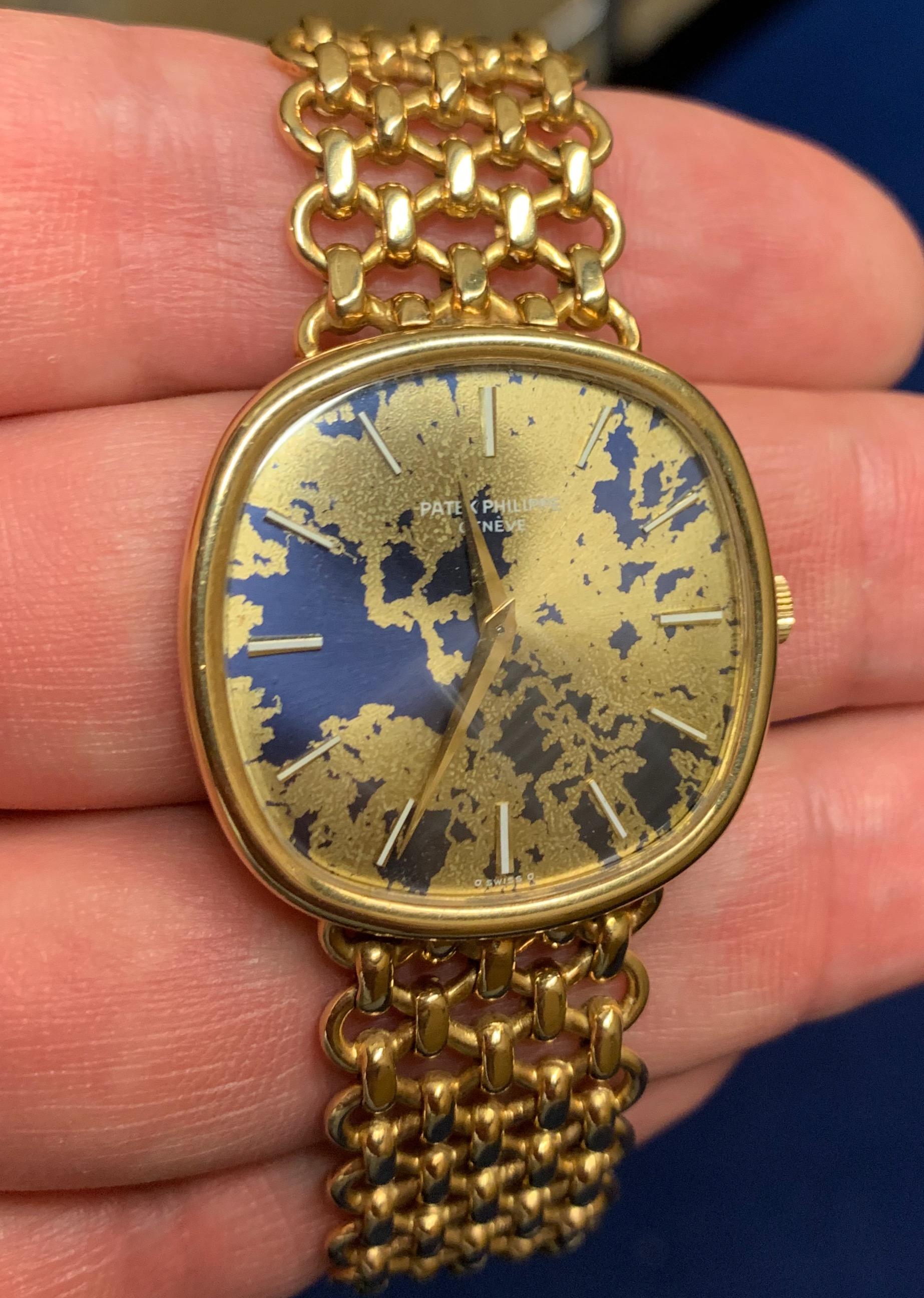 Gold Unique Patek Philippe 3844 with Amazing Worldmap Dial / 4. of july ! For Sale