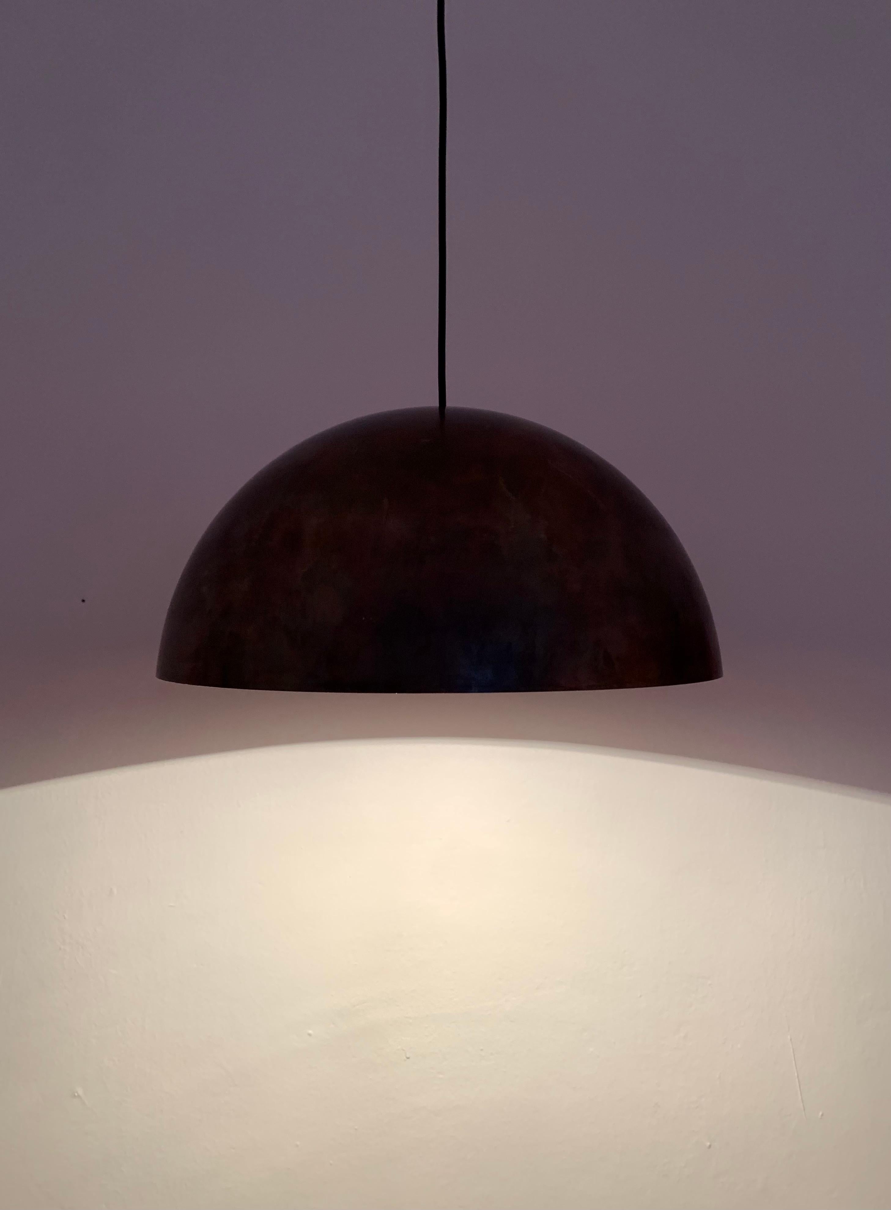 Unique Patinated Copper Dome Pendant Lamp by Beisl For Sale 5