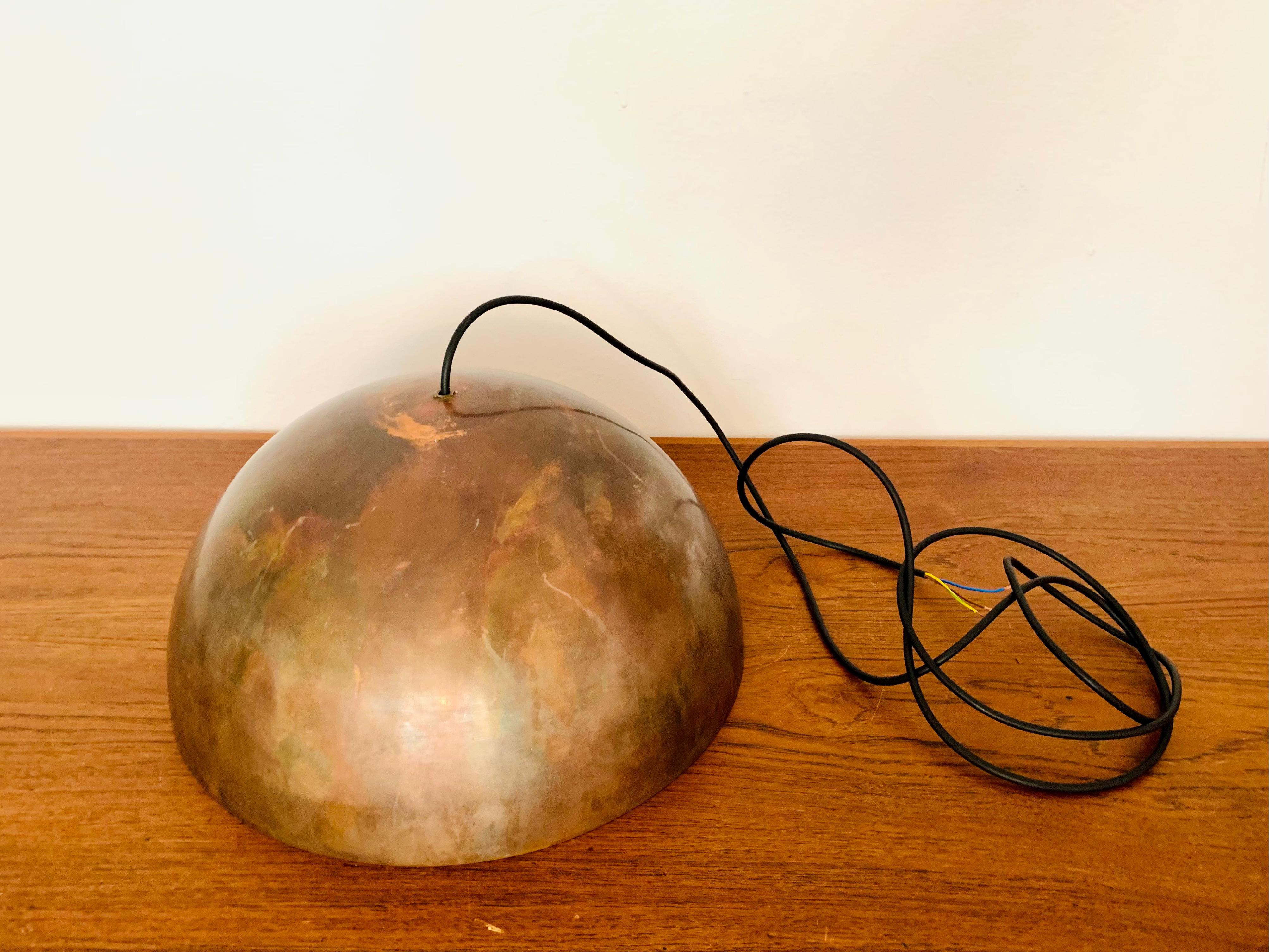 Unique Patinated Copper Dome Pendant Lamp by Beisl For Sale 6