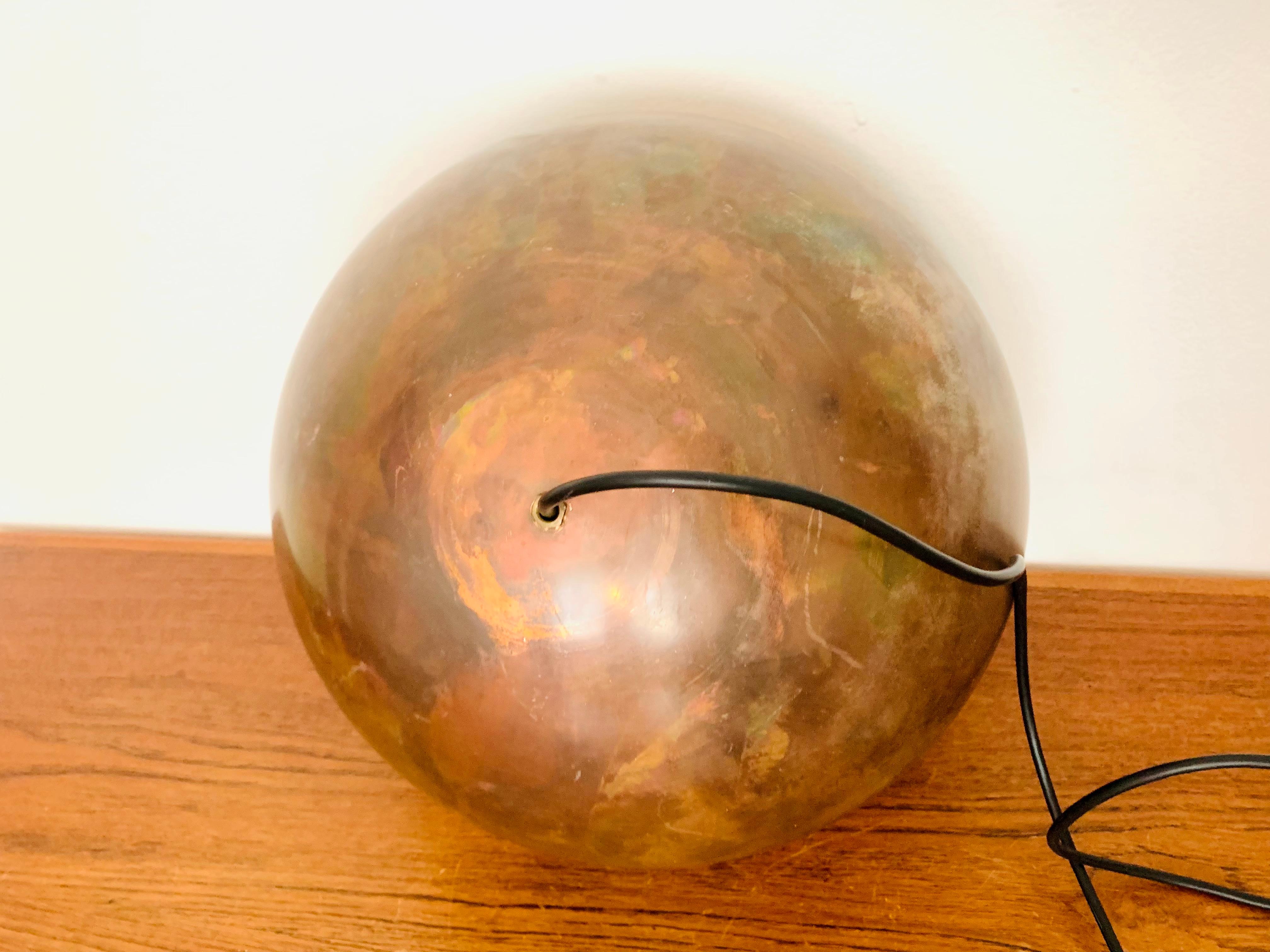Unique Patinated Copper Dome Pendant Lamp by Beisl For Sale 7