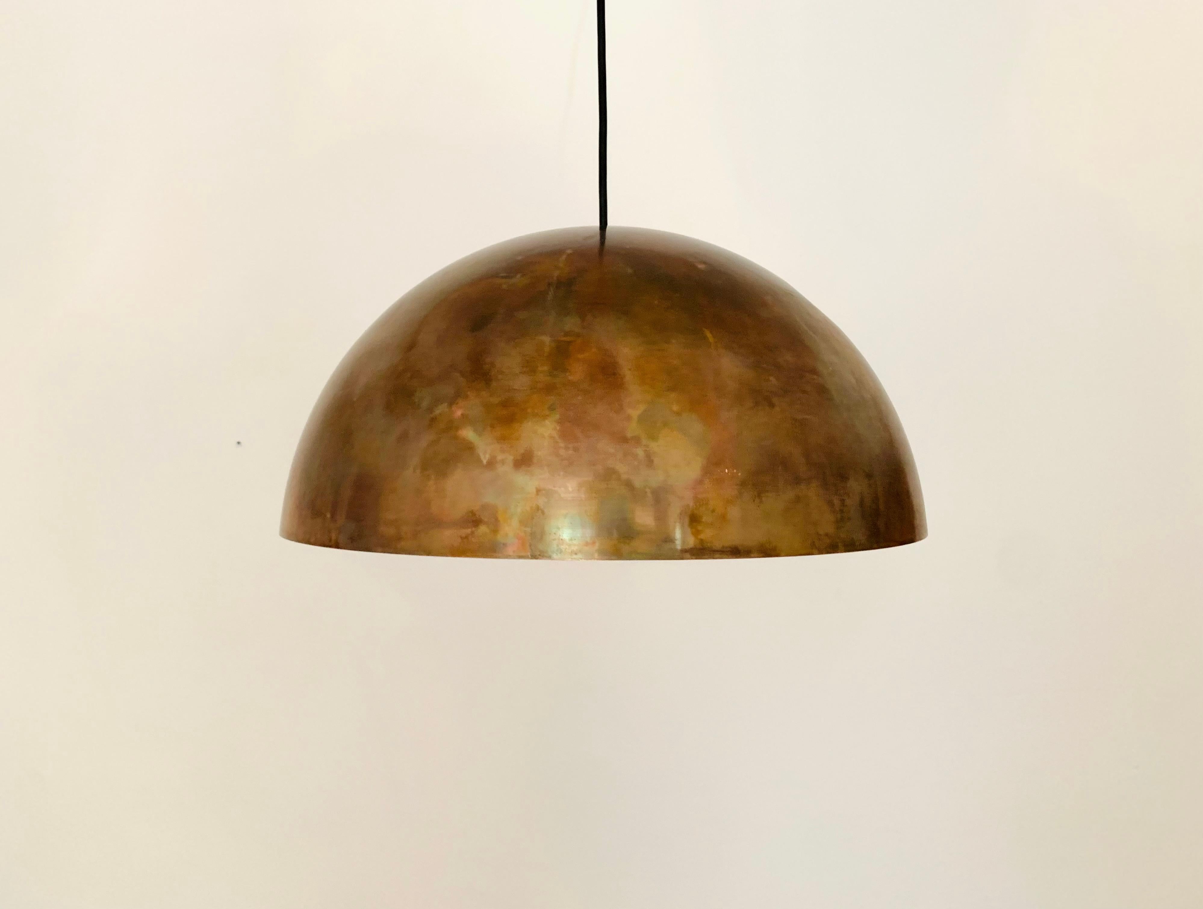 Mid-Century Modern Unique Patinated Copper Dome Pendant Lamp by Beisl For Sale