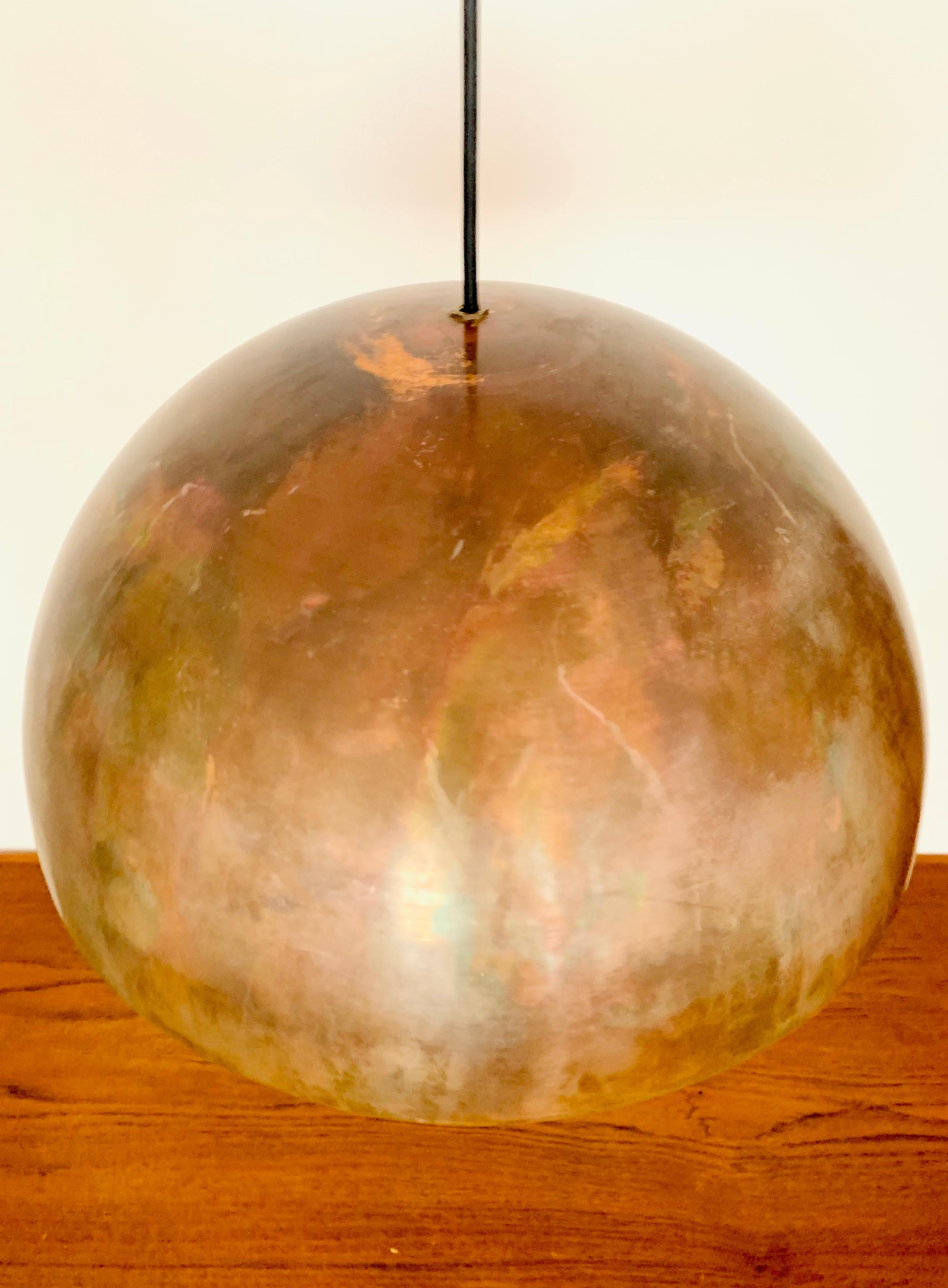 Unique Patinated Copper Dome Pendant Lamp by Beisl In Good Condition For Sale In München, DE