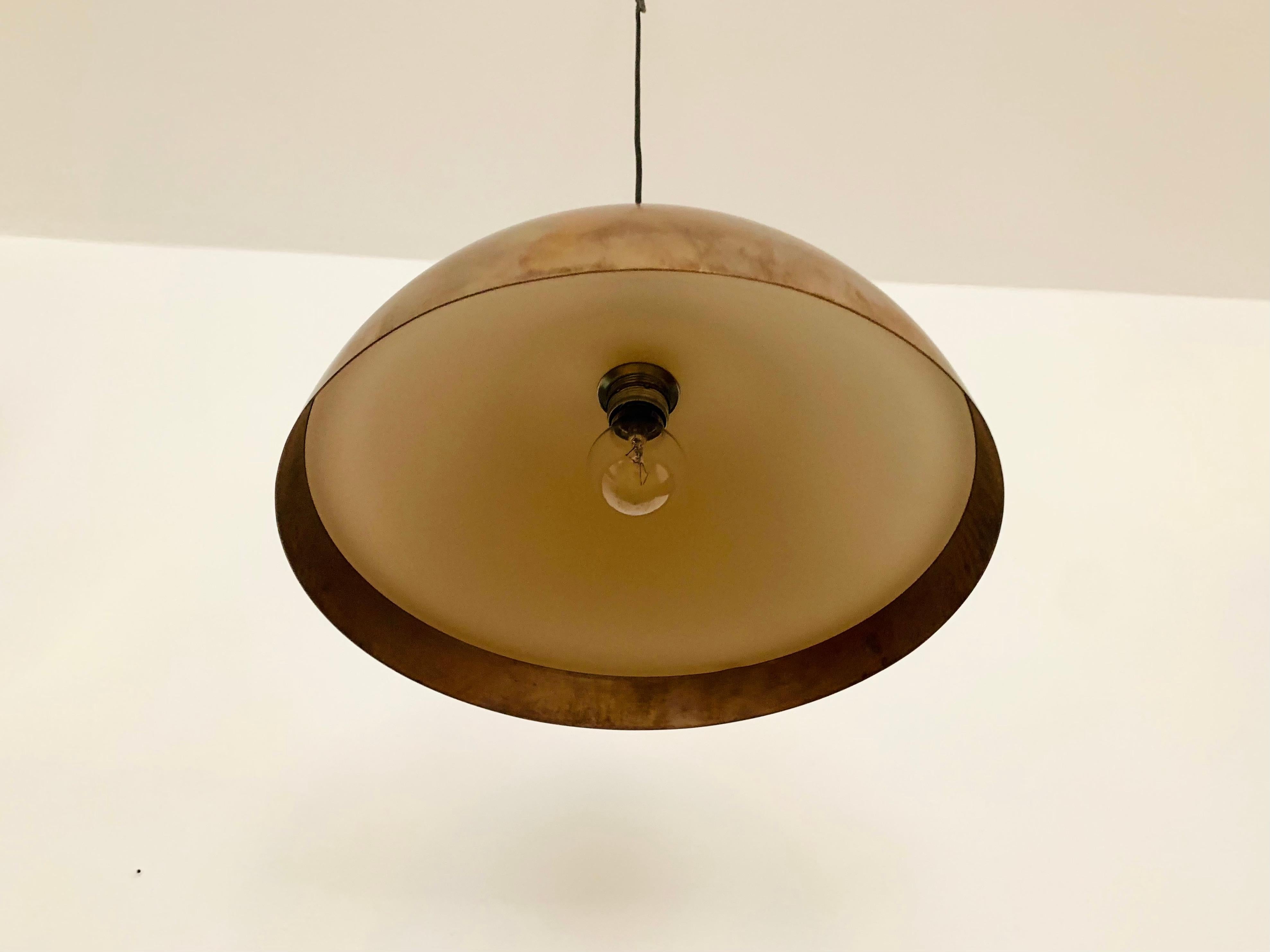 Mid-20th Century Unique Patinated Copper Dome Pendant Lamp by Beisl For Sale
