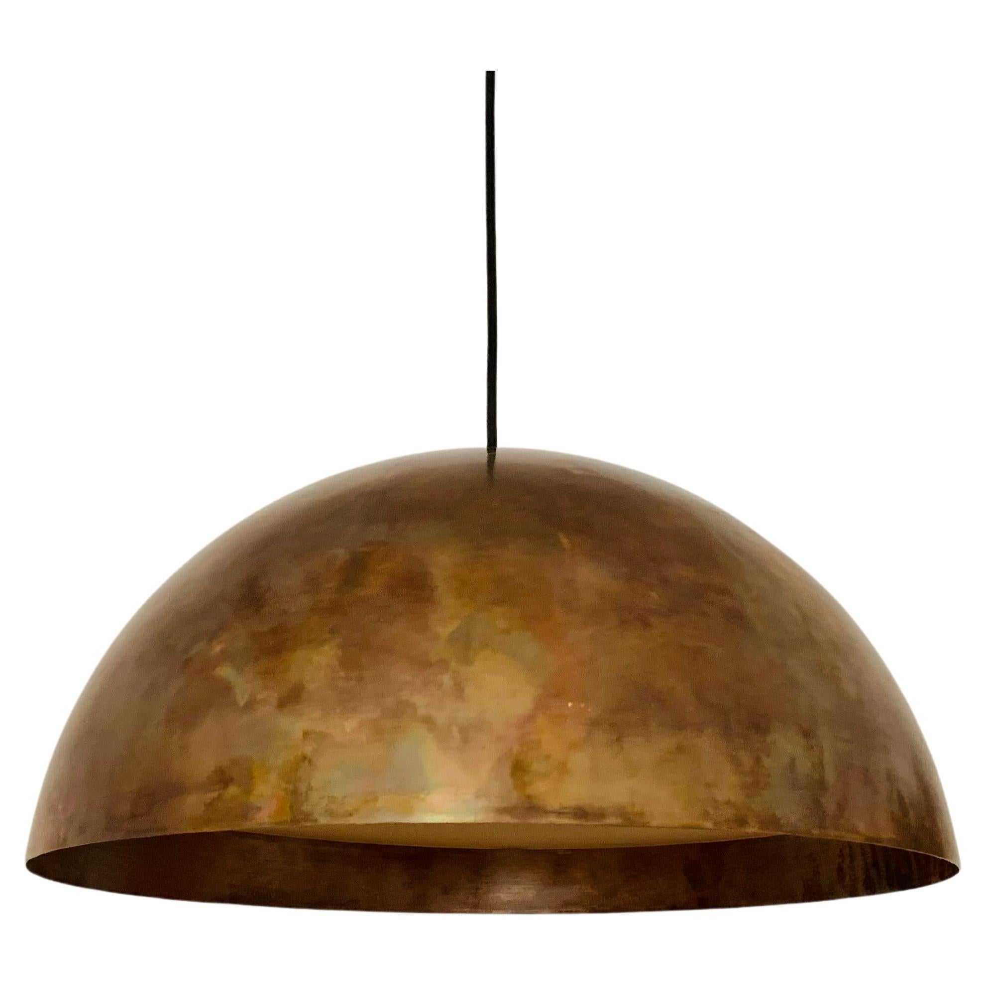 Unique Patinated Copper Dome Pendant Lamp by Beisl For Sale