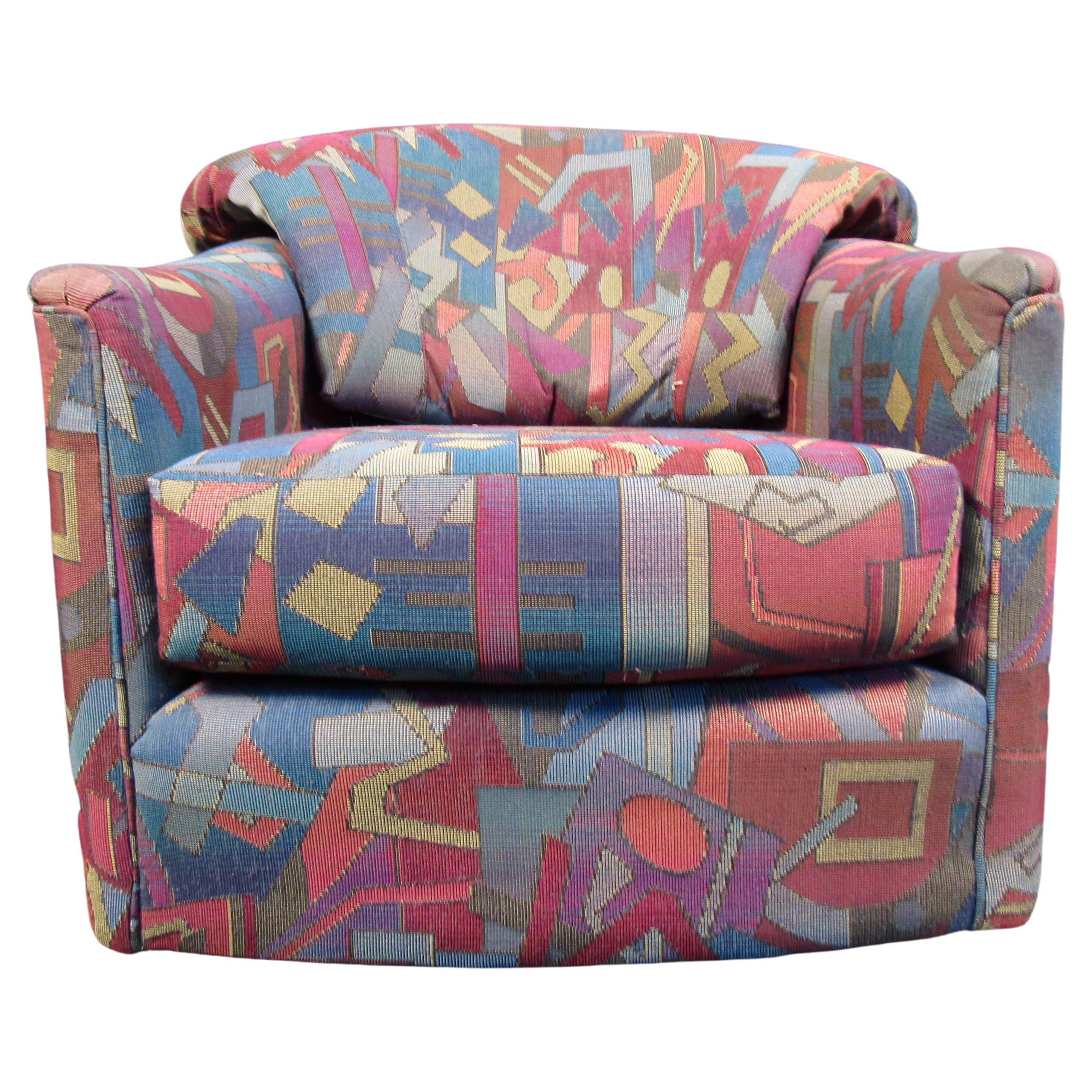 Unique Pattern Mid-Century Swivel Lounge Chair