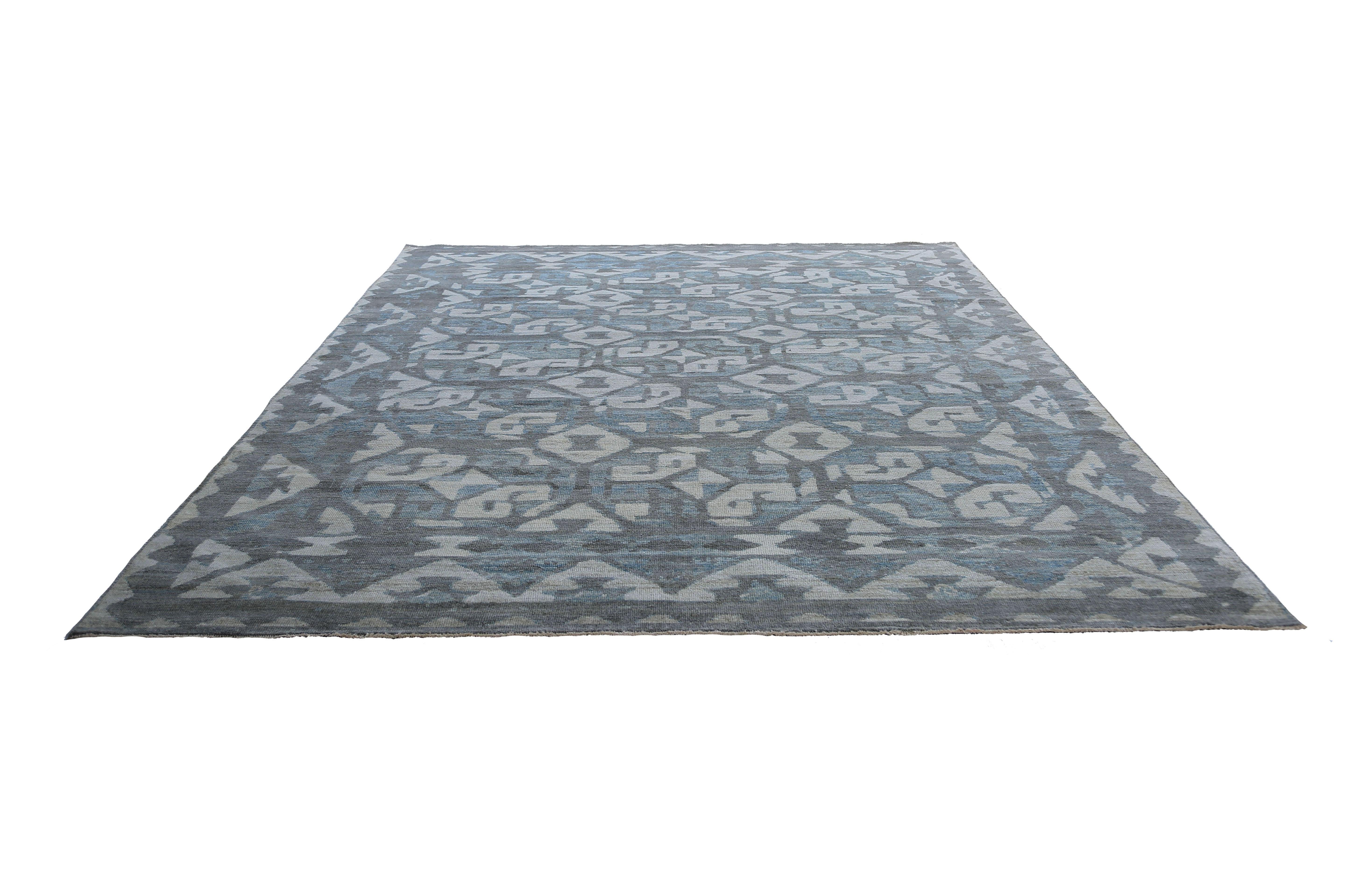 Afghanistan Sultanabad Bereich Teppiche CIRCA 1990 - Wolle Blau Braun Elfenbein - 95512 im Angebot 1