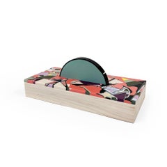 Caja curio única de resina y arce estampada