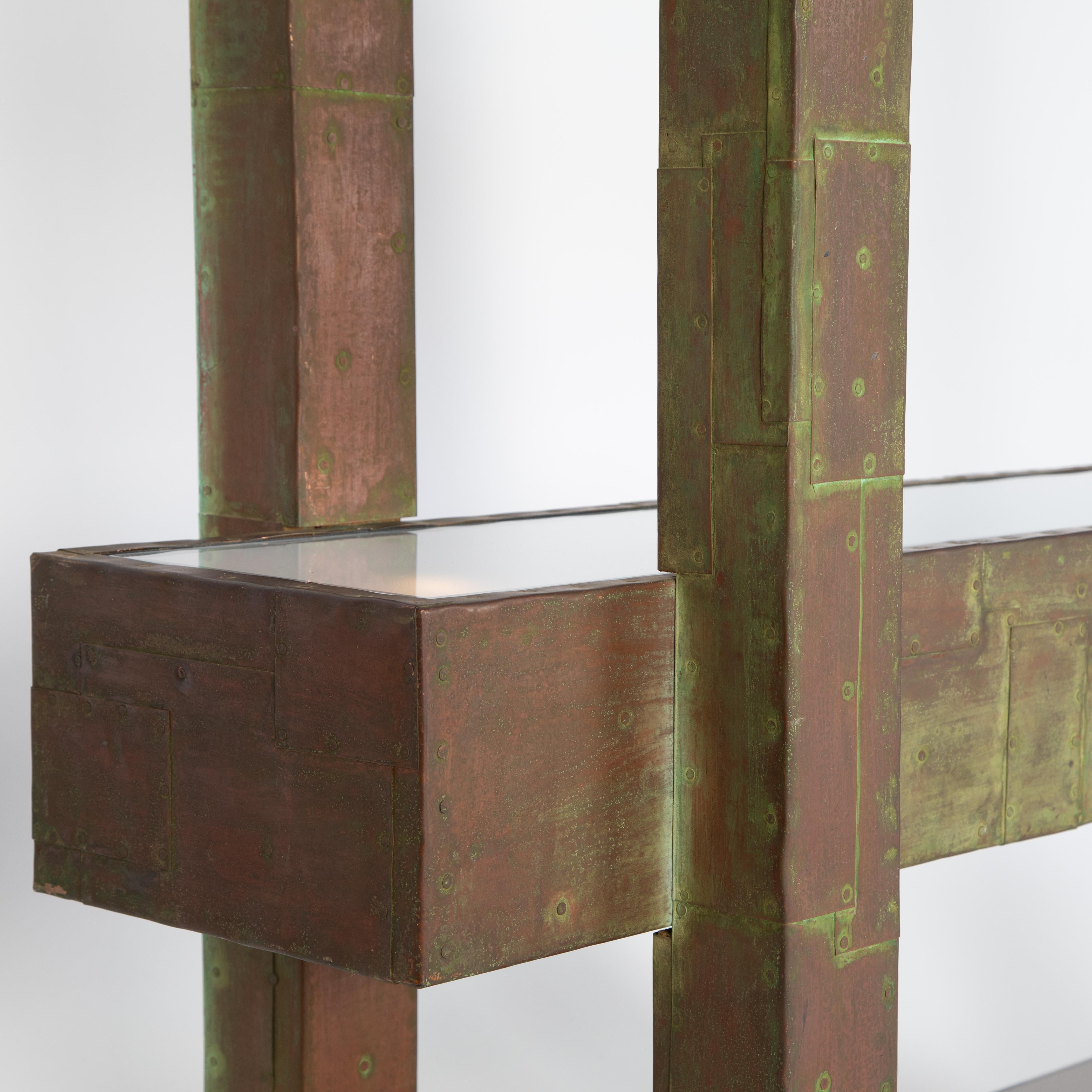 Unique Paul Evans Copper Patchwork Shelving Unit, circa 1968 For Sale 3