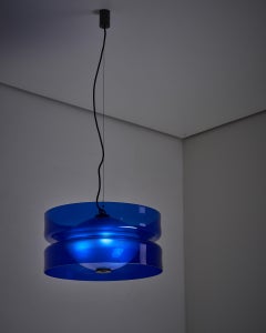 Pendentif unique de Vistosi en verre de Murano bleu nuit.