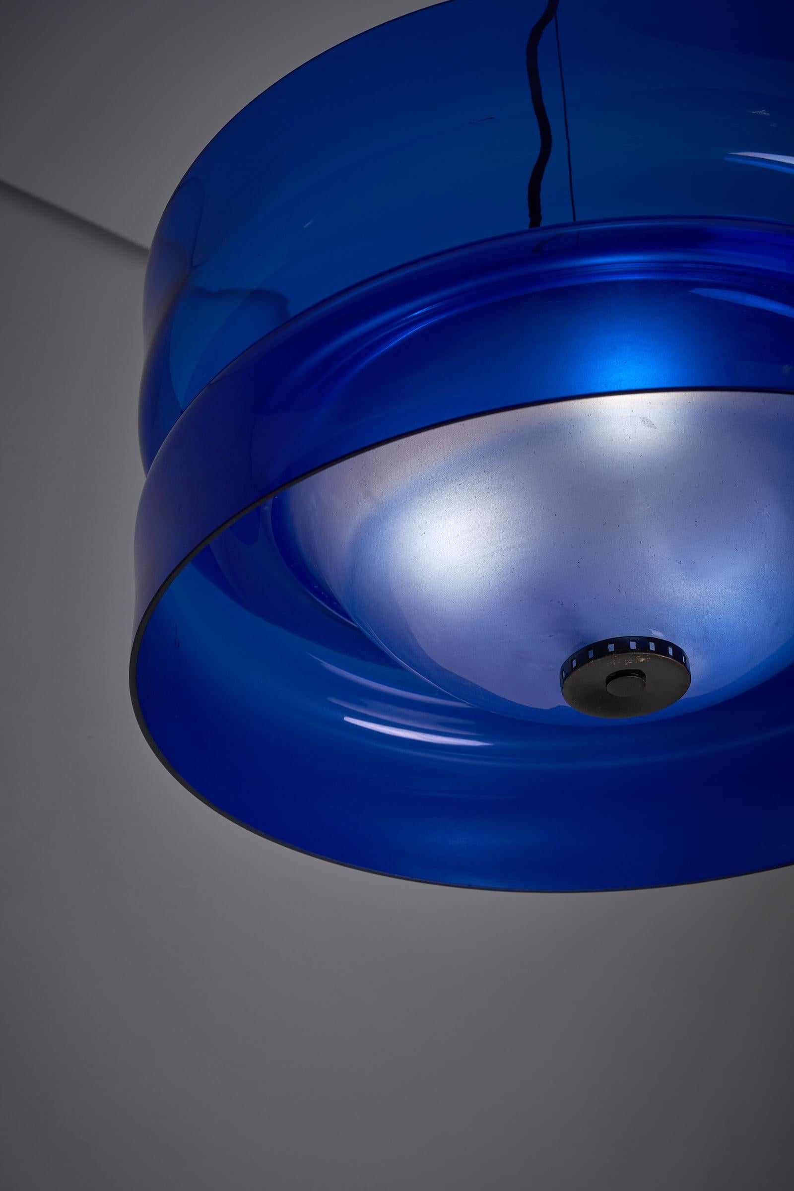 Unique Pendant by Vistosi in Midnight Blue Murano Glass. In Good Condition For Sale In Mortsel, BE
