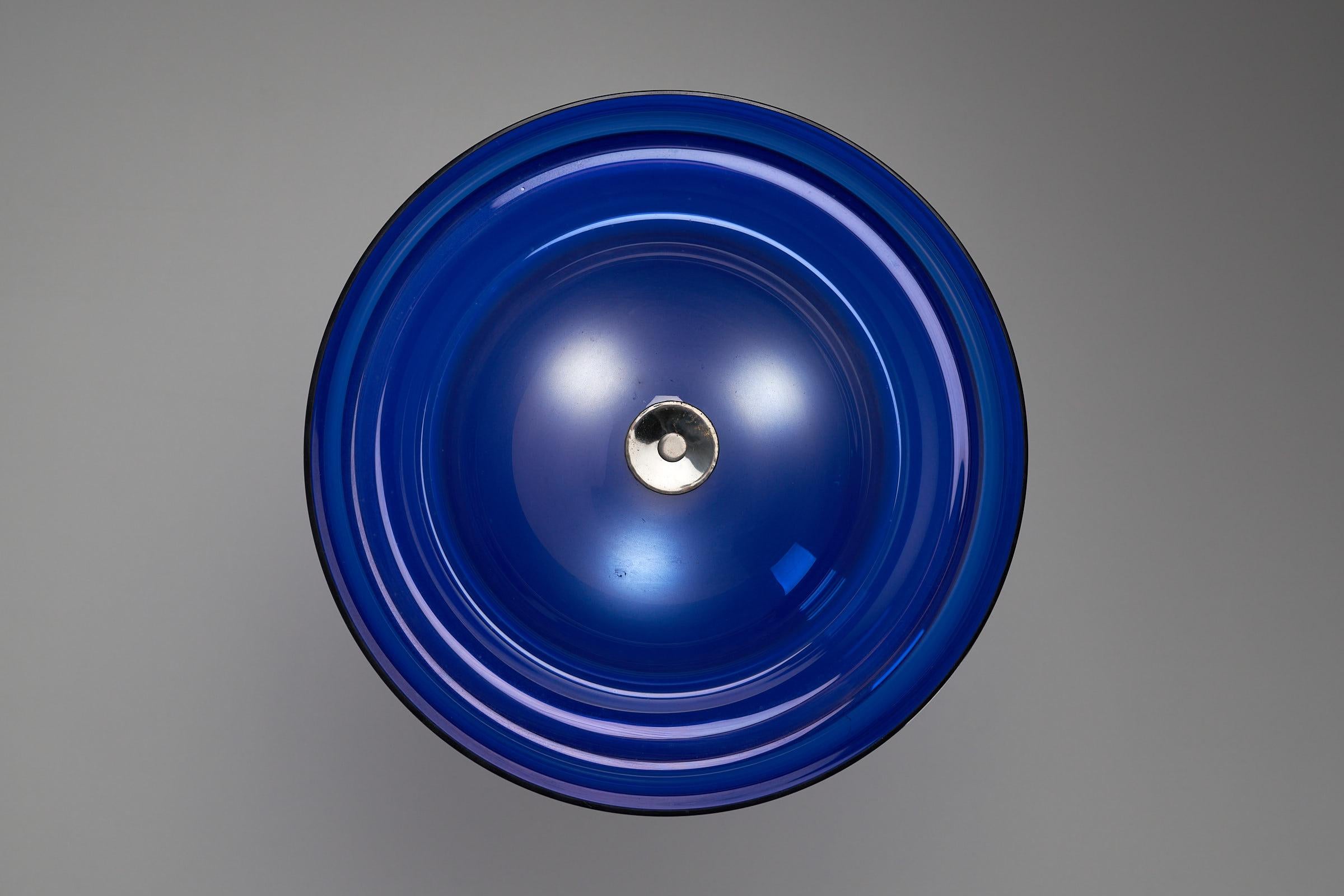 Unique Pendant by Vistosi in Midnight Blue Murano Glass.  For Sale 2