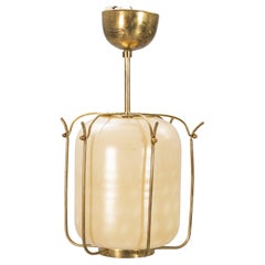 Vintage Unique Pendant Light  James Mont style Glass and Brass, Usa 1960