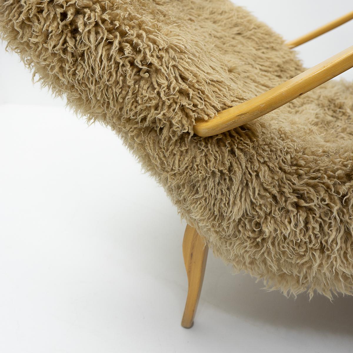 Sheepskin Unique Pernilla 3 Lounge Chair by Bruno Mathsson for Karl Mathsson, 1960s
