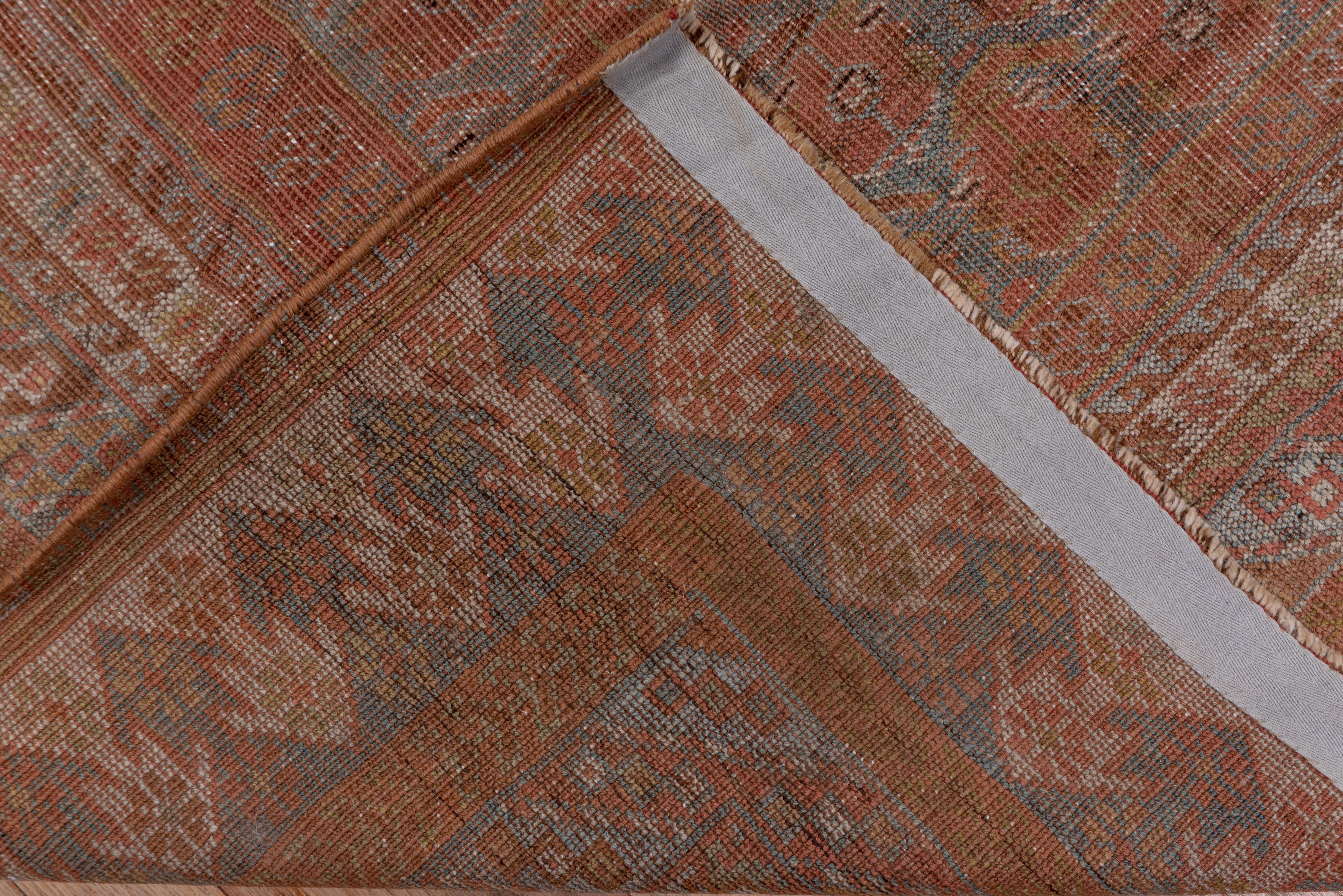 Tribal Unique Persian Afshar Gallery Rug, Allover Field, Soft Blue & Orange Tones For Sale