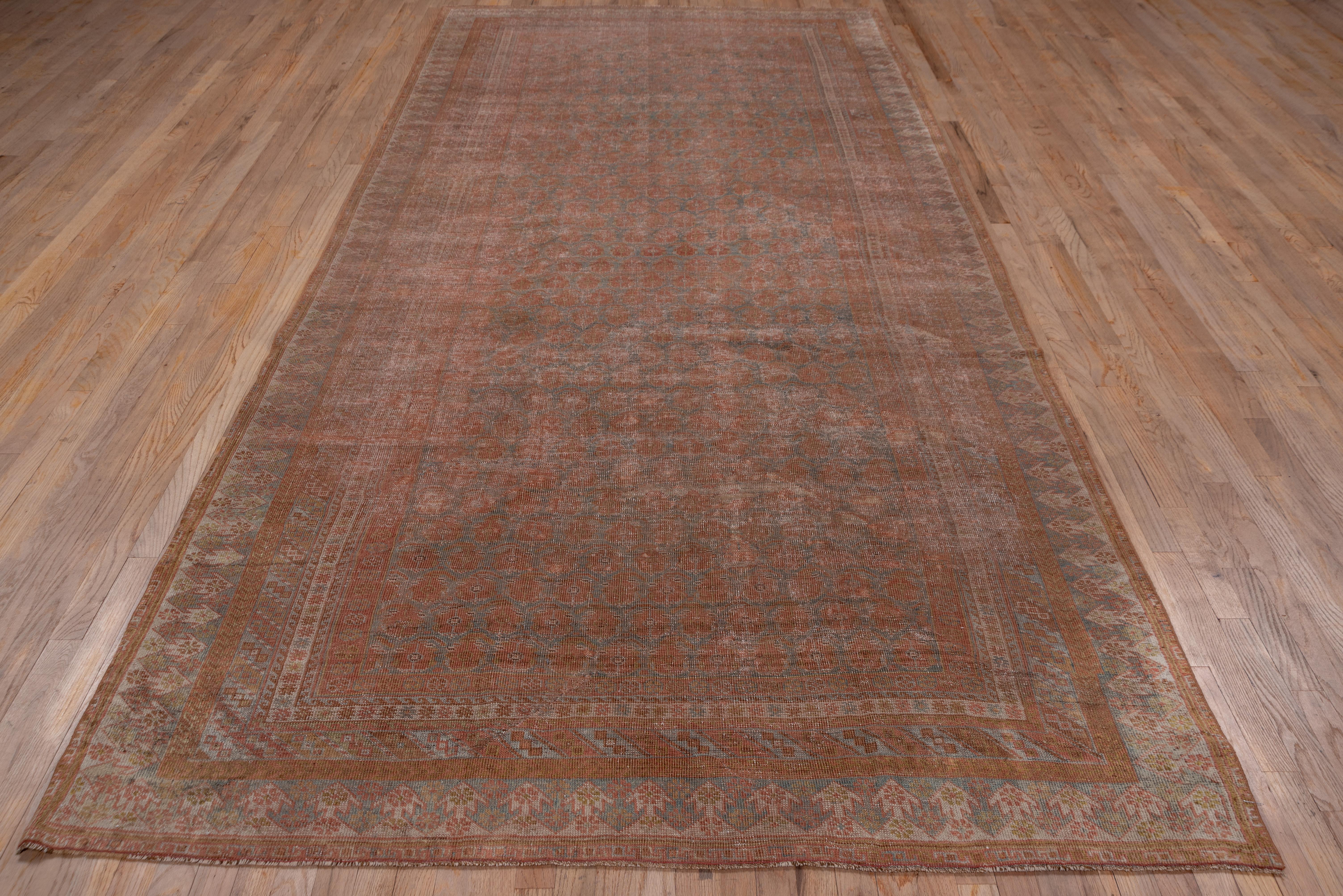 Early 20th Century Unique Persian Afshar Gallery Rug, Allover Field, Soft Blue & Orange Tones For Sale