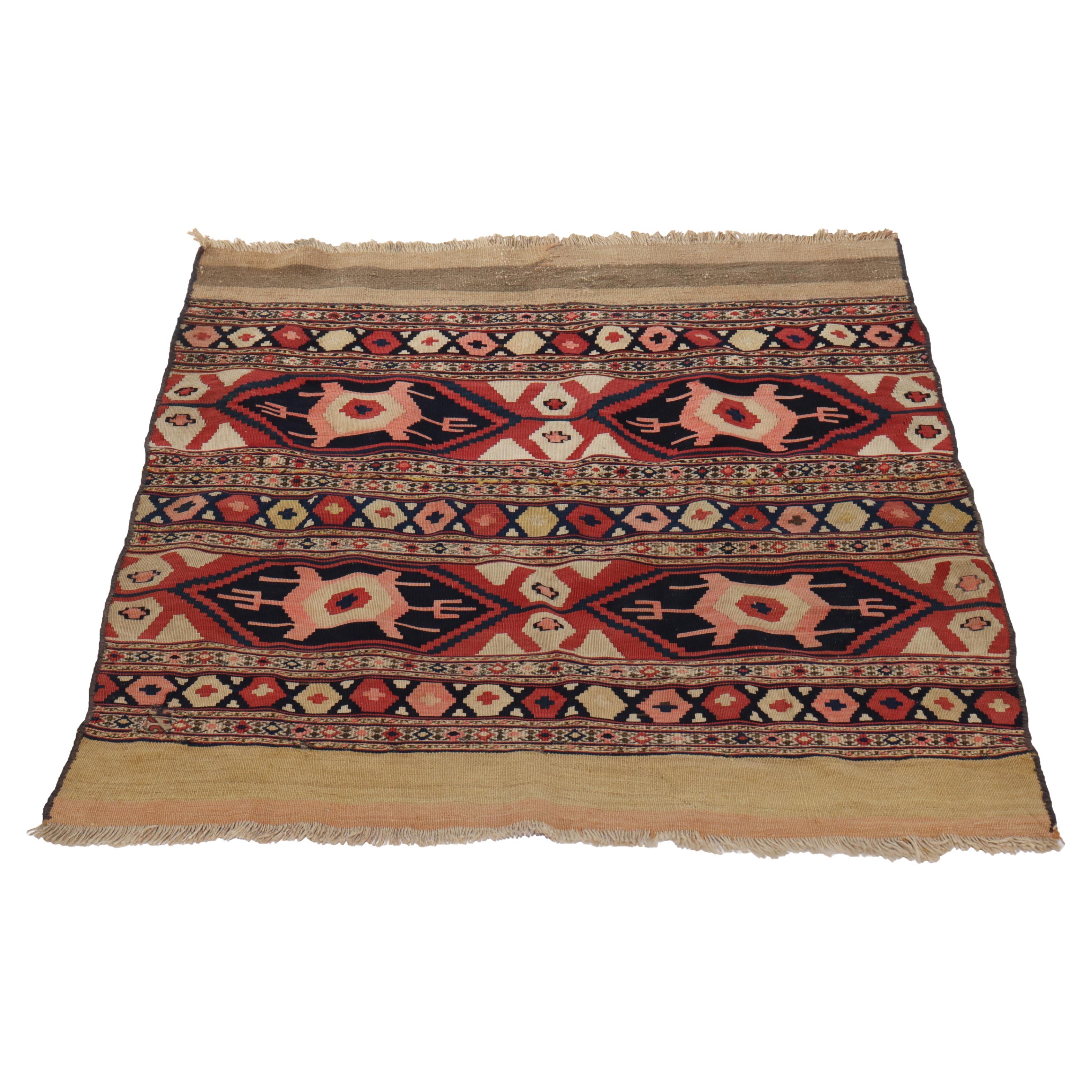 Einzigartiger persischer Kilim-Wollteppich C1930