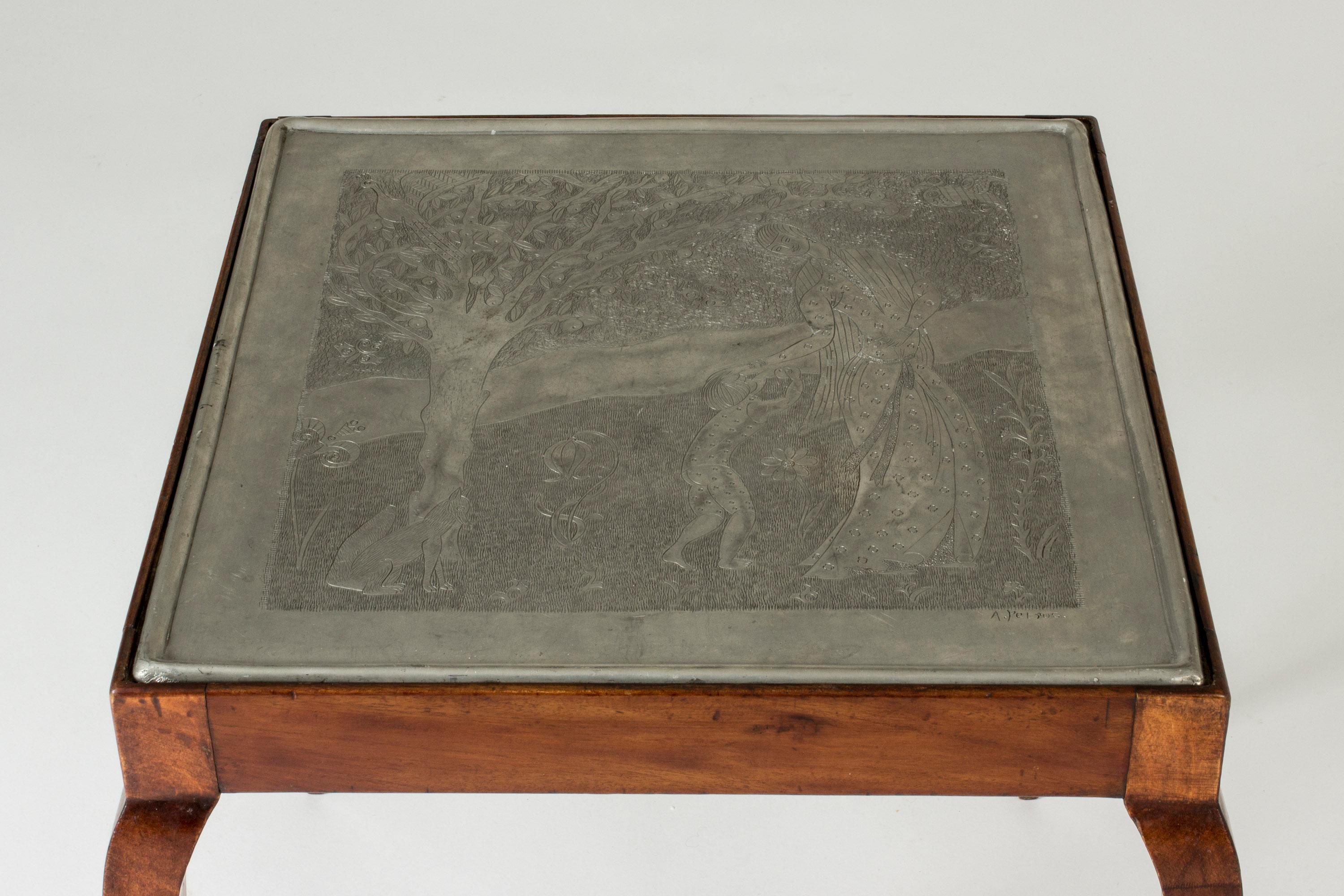 Swedish Unique Pewter Side Table by Anna Petrus, Sweden, 1925