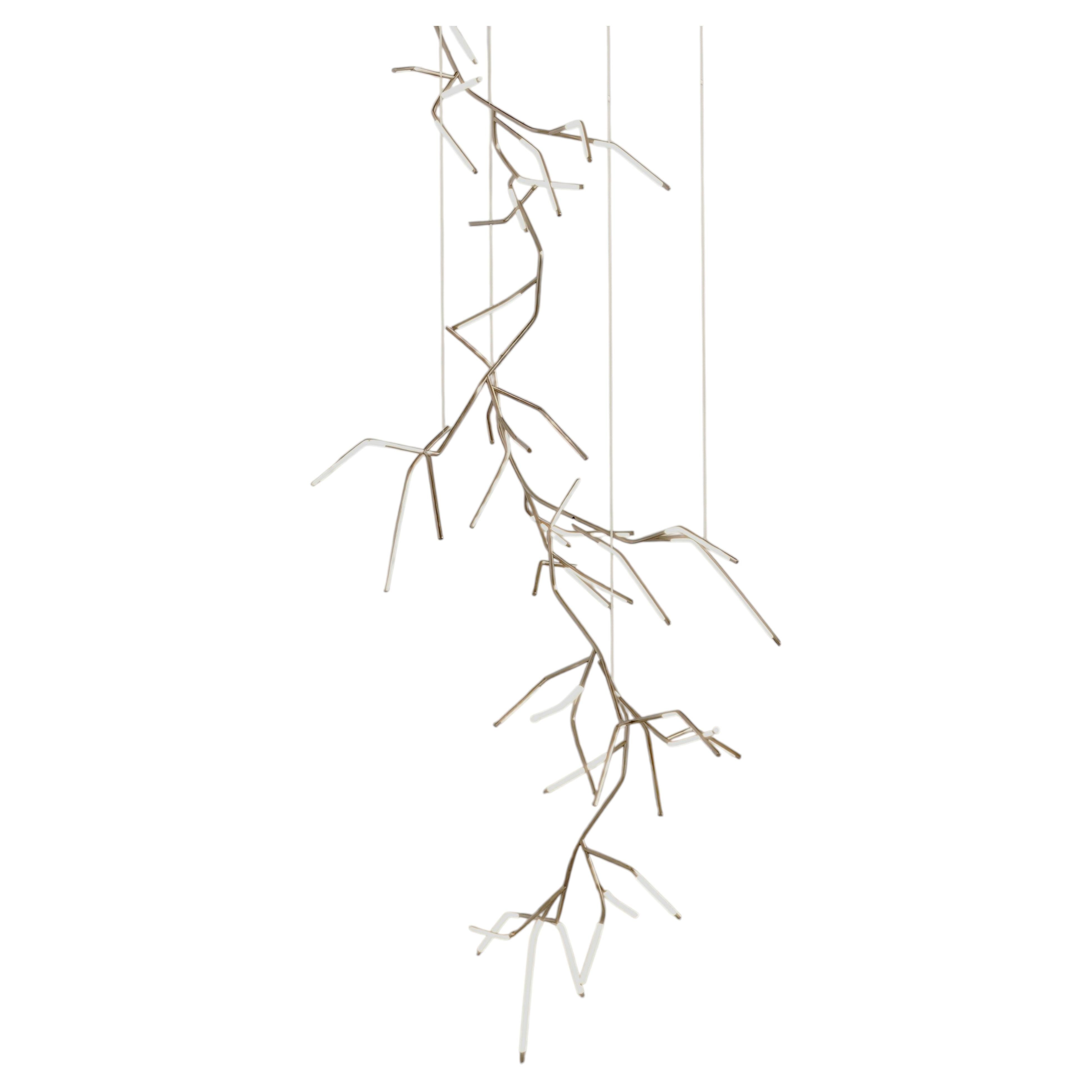 Unique Phenomenal Branch-Like Sculptural Brass Chandelier by Morghen Studio