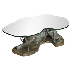 Unique Philip and Kelvin LaVerne Bronze and Glass Low Table