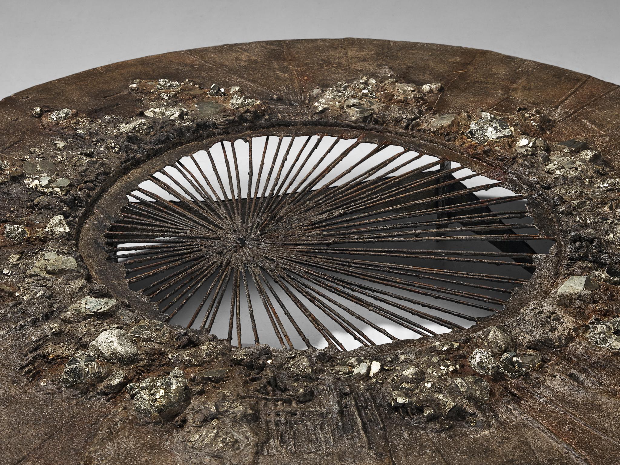 Einzigartiger handgefertigter Couchtisch aus Pyrit und Ammonit von Pia Manu  im Zustand „Gut“ im Angebot in Waalwijk, NL