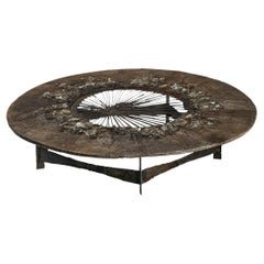 Unique Pia Manu Handcrafted Coffee Table in Pyrite and Ammonite