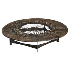 Vintage Unique Pia Manu Handcrafted Coffee Table in Pyrite and Ammonite 