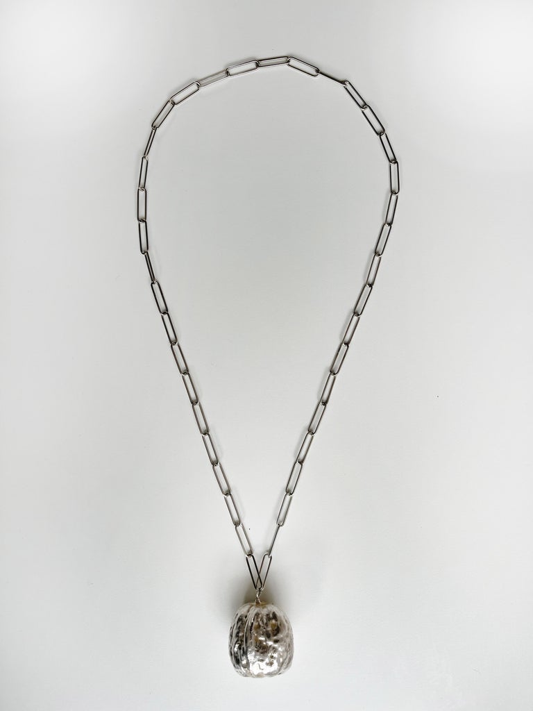 Nut Chain Unique Piece 1000 Sterling Silver Plated Nut Chain Necklace For Sale at ...
