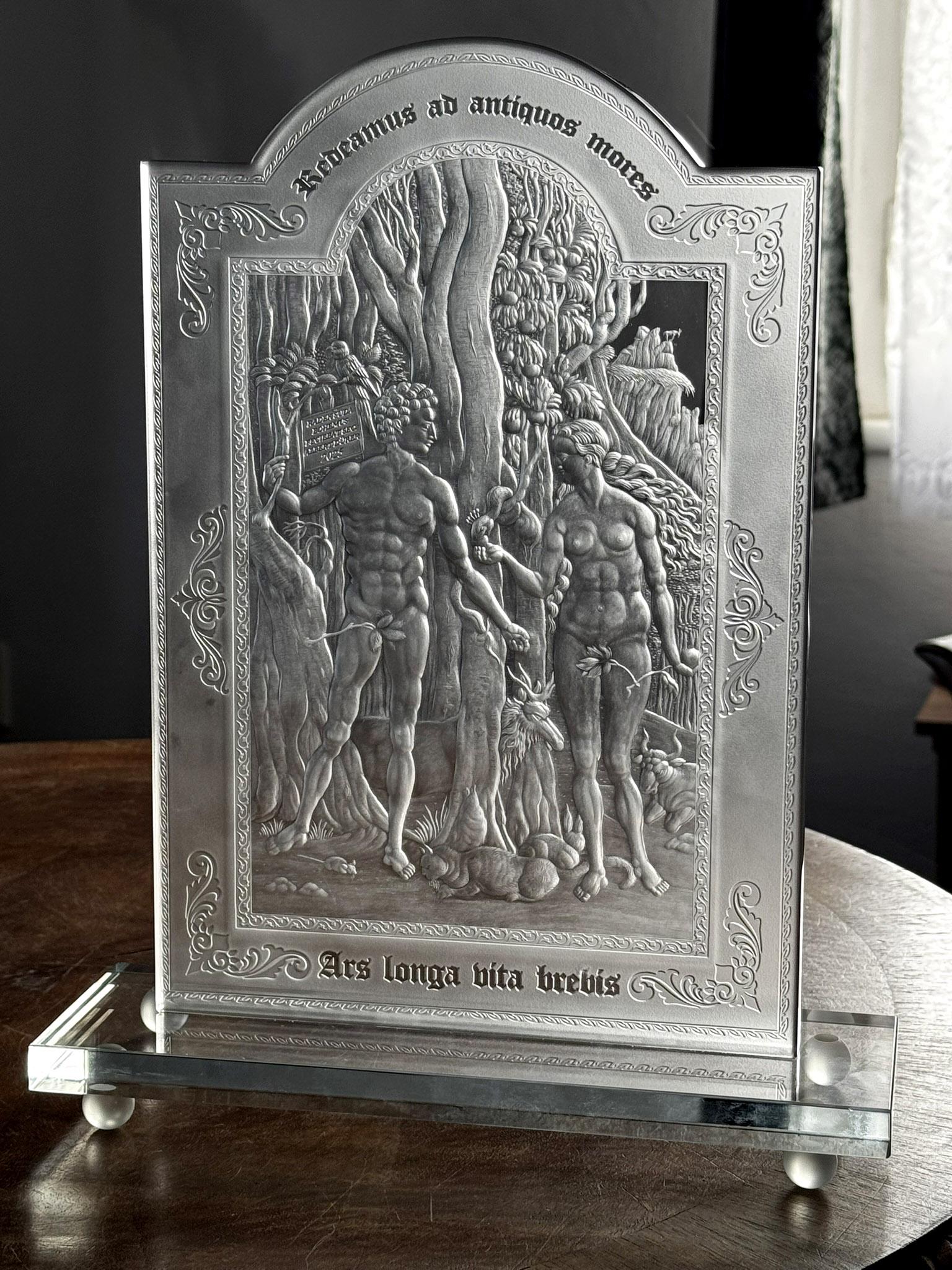 Arts and Crafts Unique Piece -  Incisione - Adams ed Eva - di Albrecht Dürer - 2025 in vendita