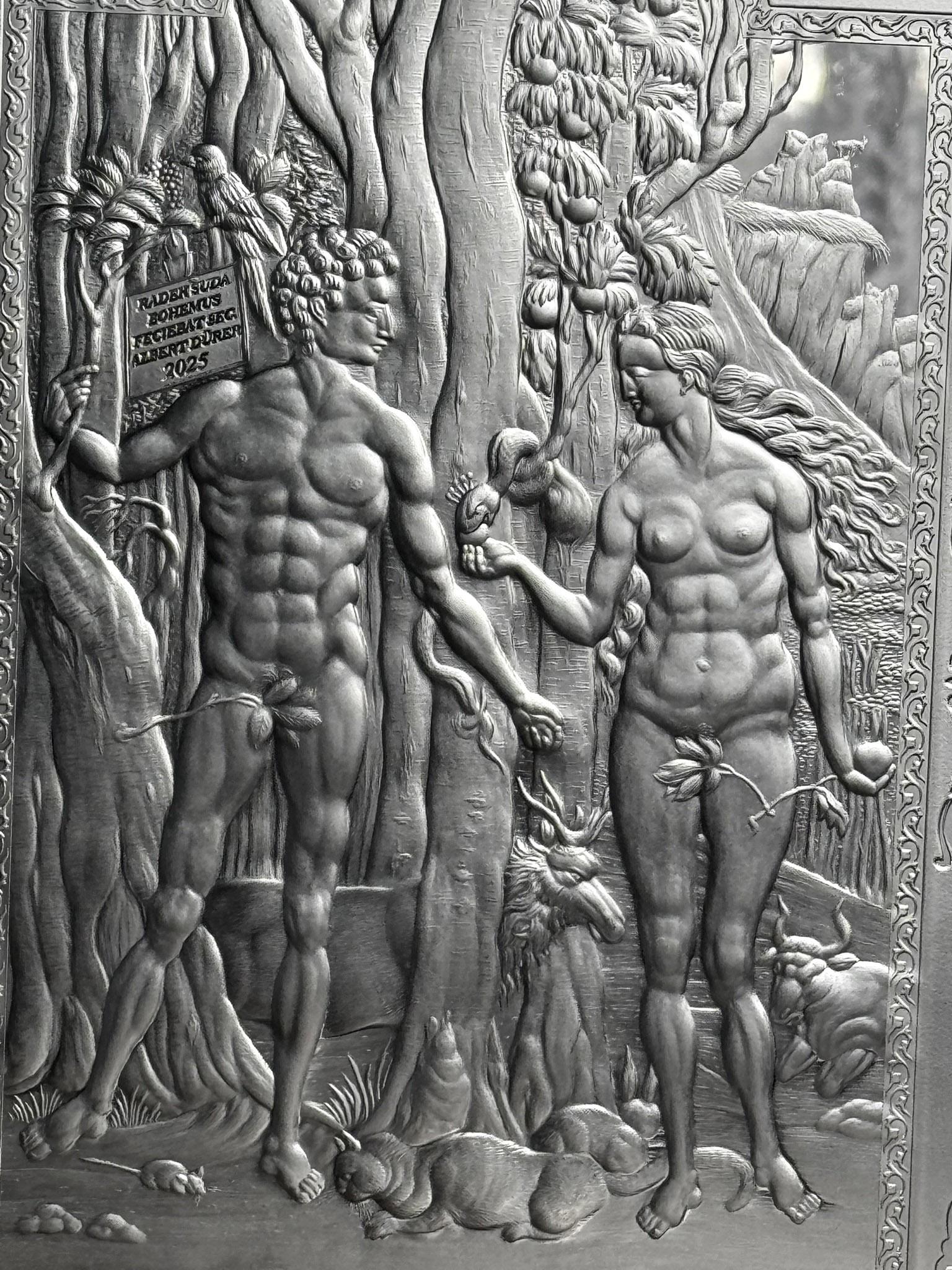 Vetro artistico Unique Piece -  Incisione - Adams ed Eva - di Albrecht Dürer - 2025 in vendita