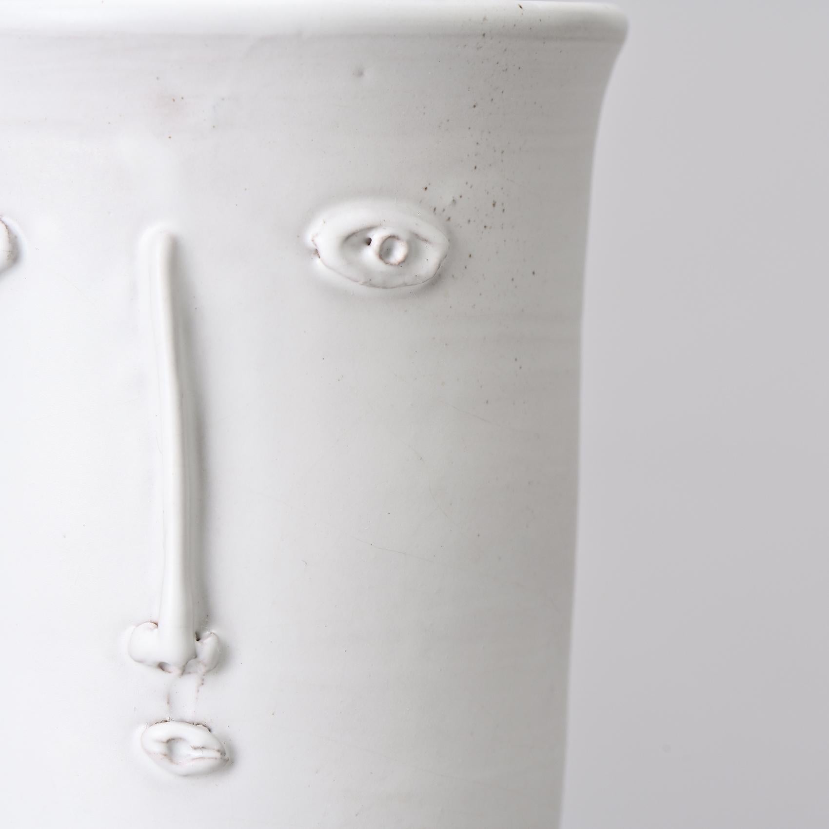 Ceramic Unique Piece: Face Vase by Robert and Jean Cloutier, circa 1965 For Sale