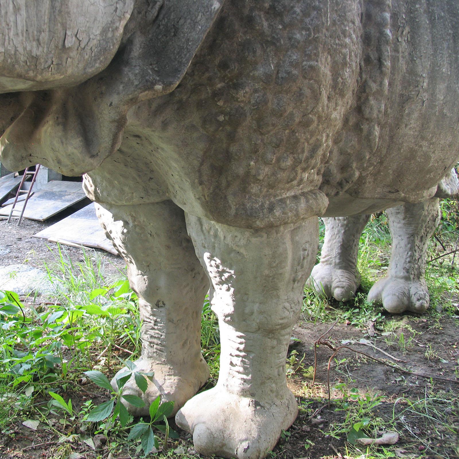 Unique Piece Huge Garden Sculpture Indian Rhinoceros 3