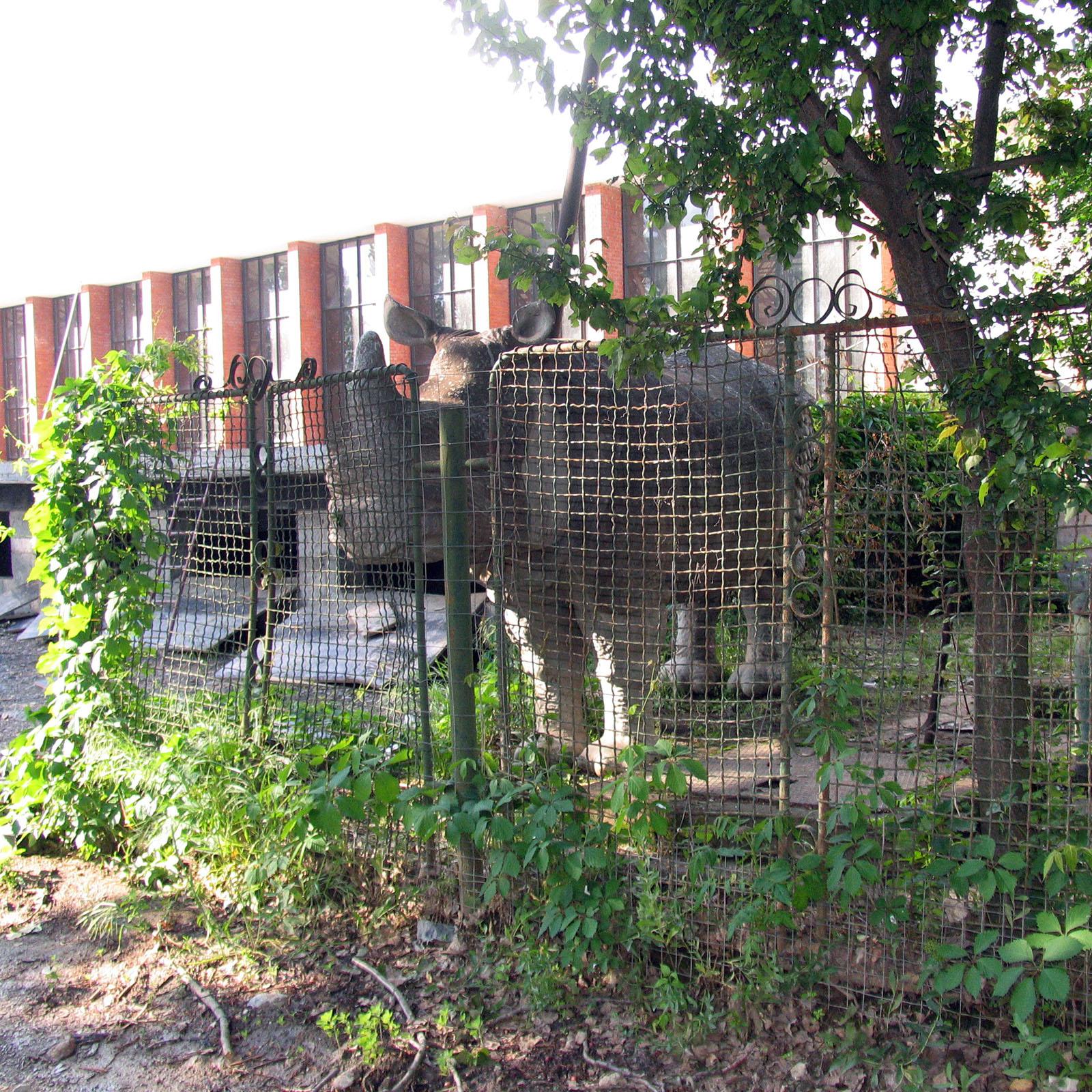 Unique Piece Huge Garden Sculpture Indian Rhinoceros 6