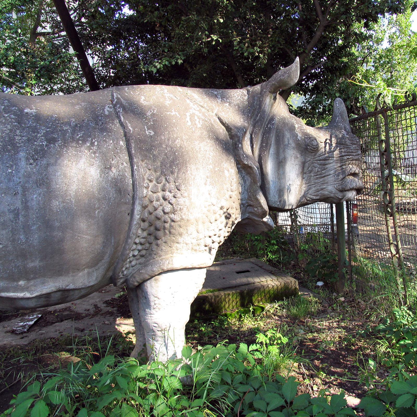 Contemporary Unique Piece Huge Garden Sculpture Indian Rhinoceros