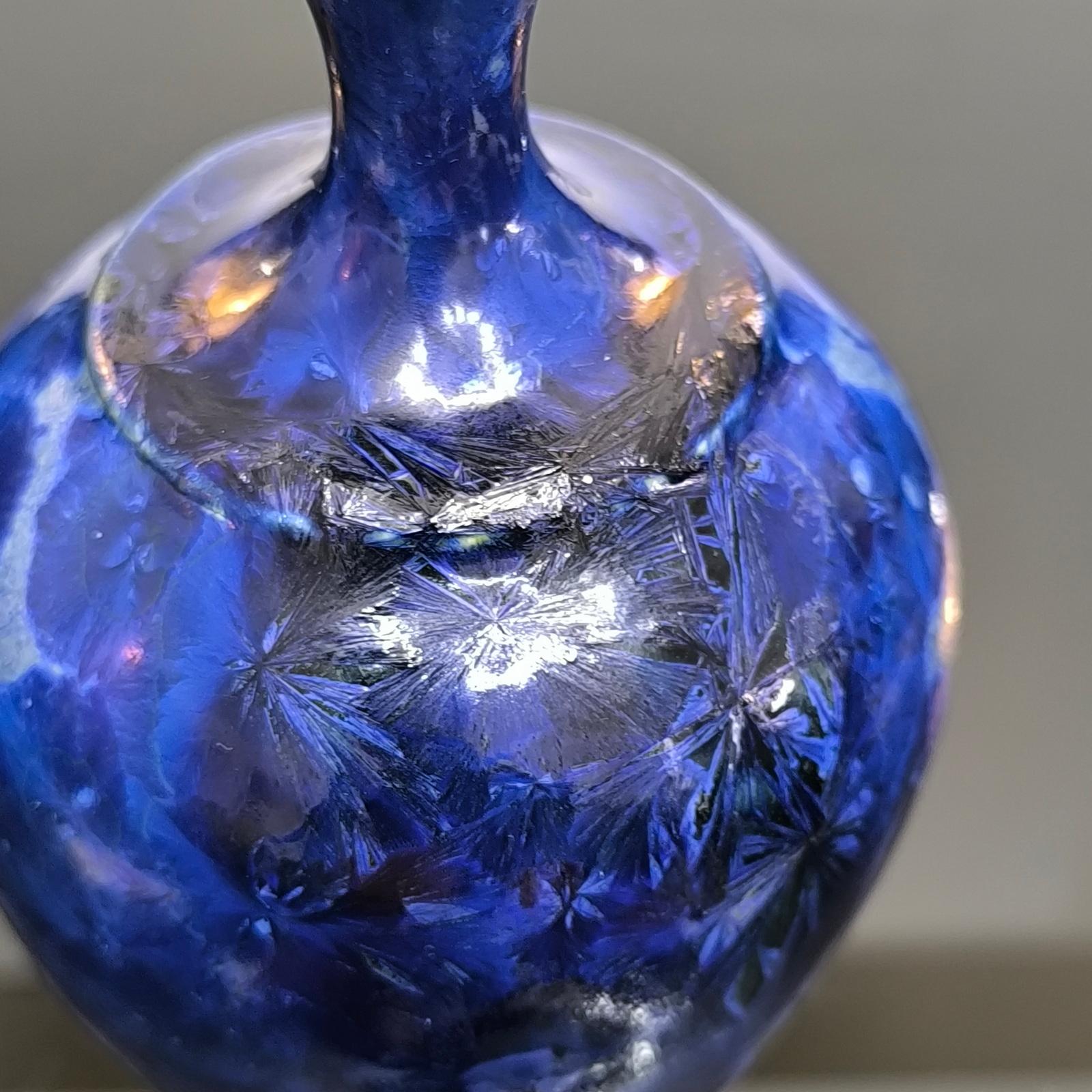 Unique Piece Isak Isaksson Ceramic Vase Blue Crystalline Glaze For Sale 2