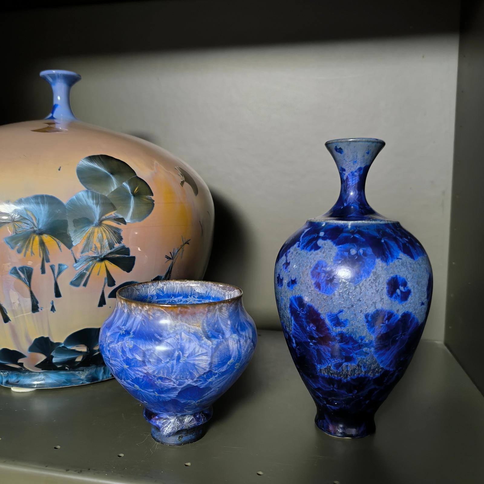 Unique Piece Isak Isaksson Ceramic Vase Blue Crystalline Glaze For Sale 6
