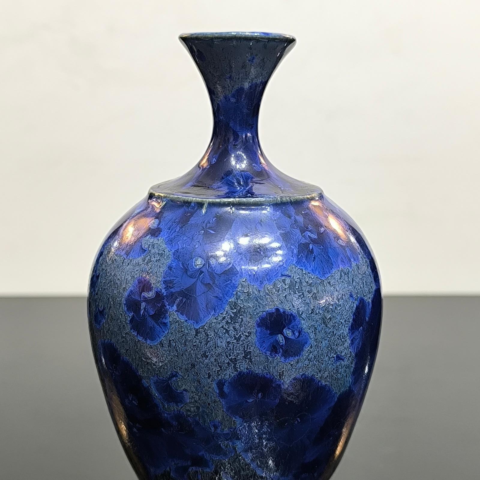 Unique Piece Isak Isaksson Ceramic Vase Blue Crystalline Glaze In Excellent Condition For Sale In Bochum, NRW