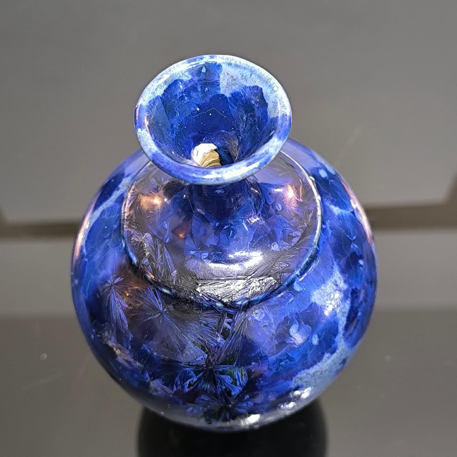 Unique Piece Isak Isaksson Ceramic Vase Blue Crystalline Glaze For Sale 1