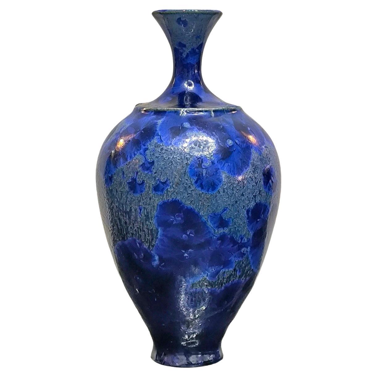 Unique Piece Isak Isaksson Ceramic Vase Blue Crystalline Glaze